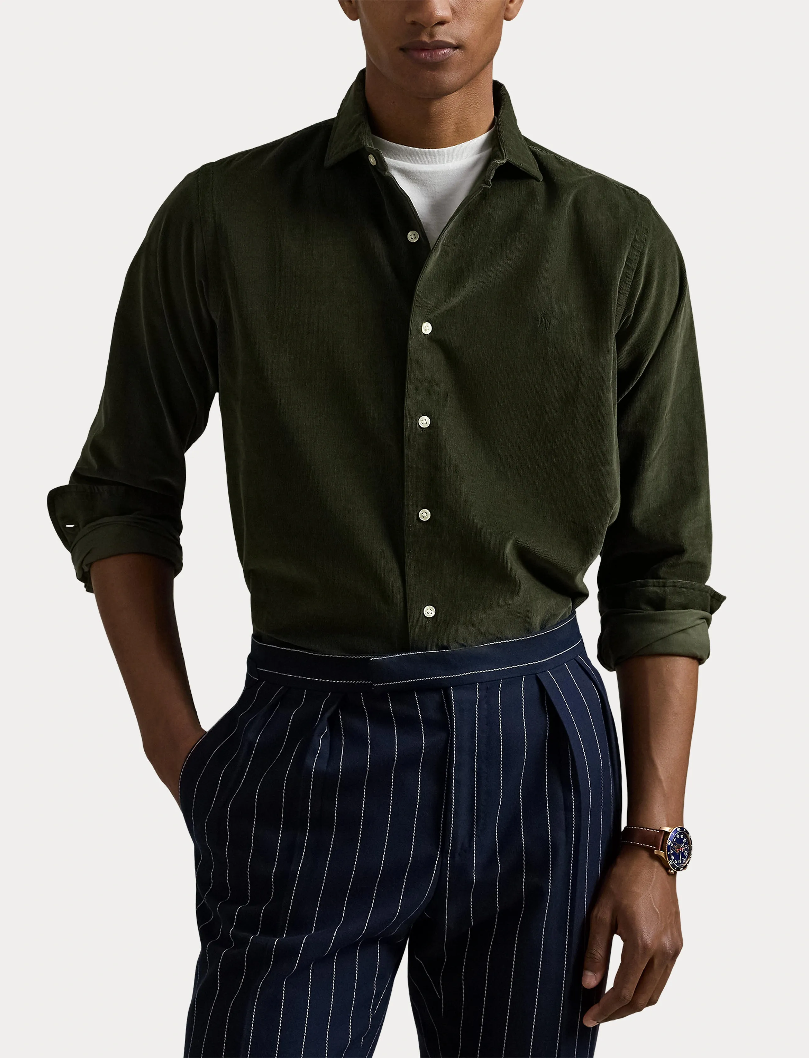 Polo Ralph Lauren - Slim Fit Corduroy Shirt - manchesterskjortor - estate olive - 5