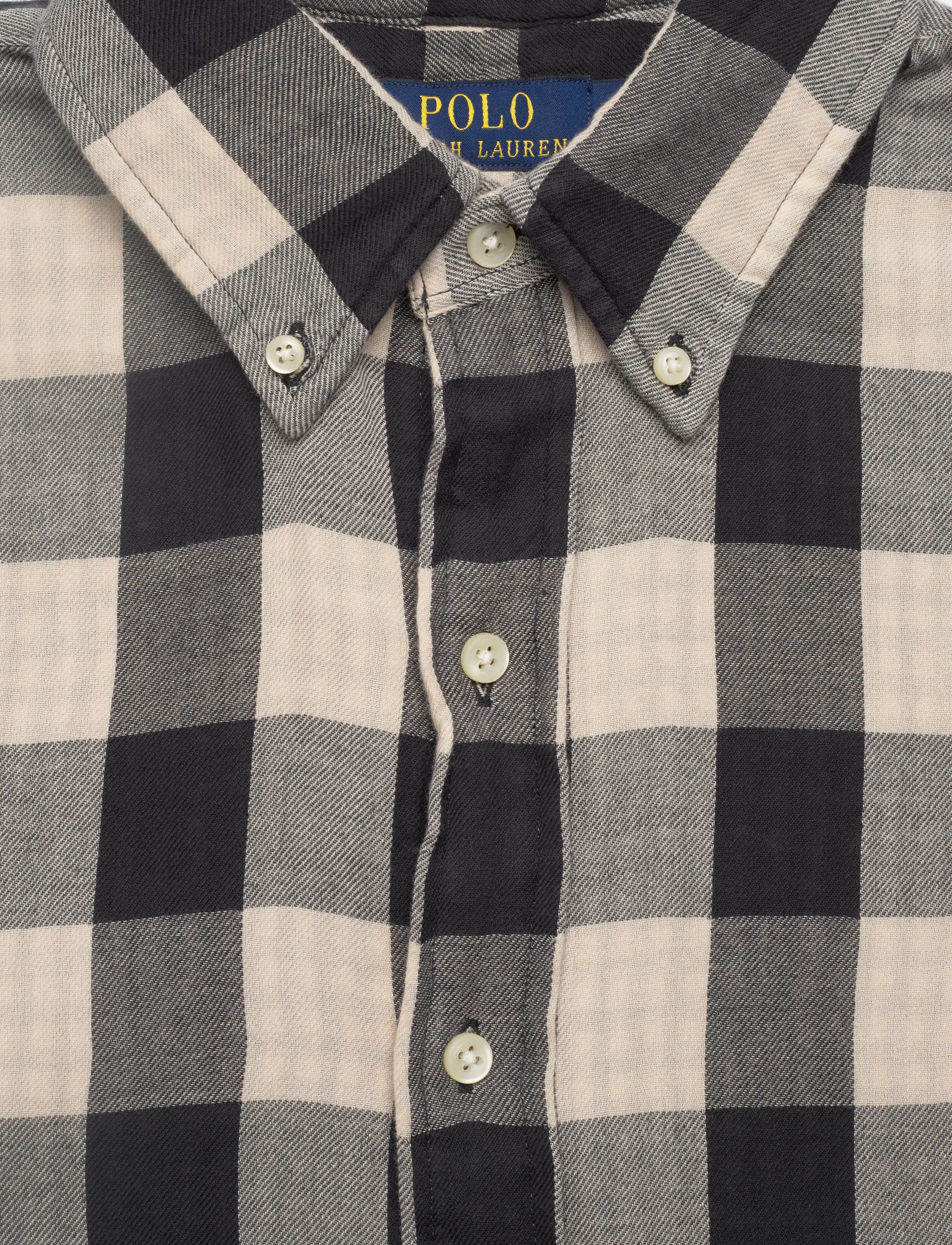 Polo Ralph Lauren - Custom Fit Plaid Double-Faced Shirt - rutiga skjortor - 1932 cream/black - 2