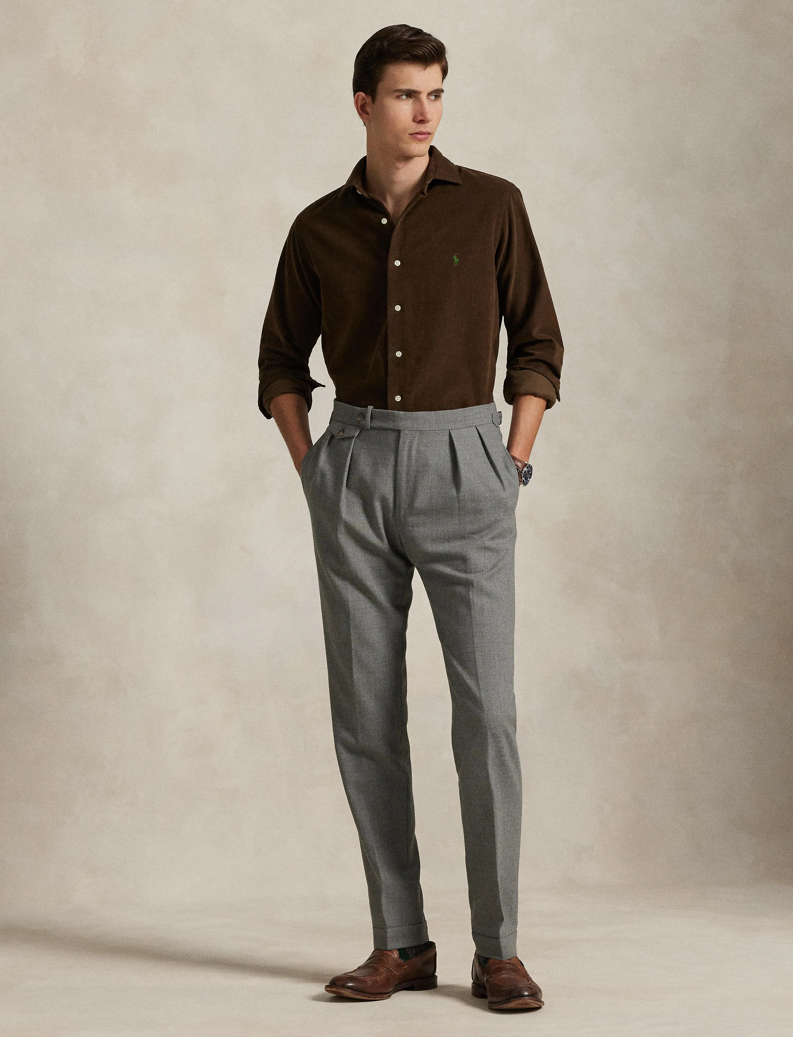 Polo Ralph Lauren Custom Fit Corduroy Shirt, Mænd, Custom Fit Fløjls Skjorte, Brun, Str: S