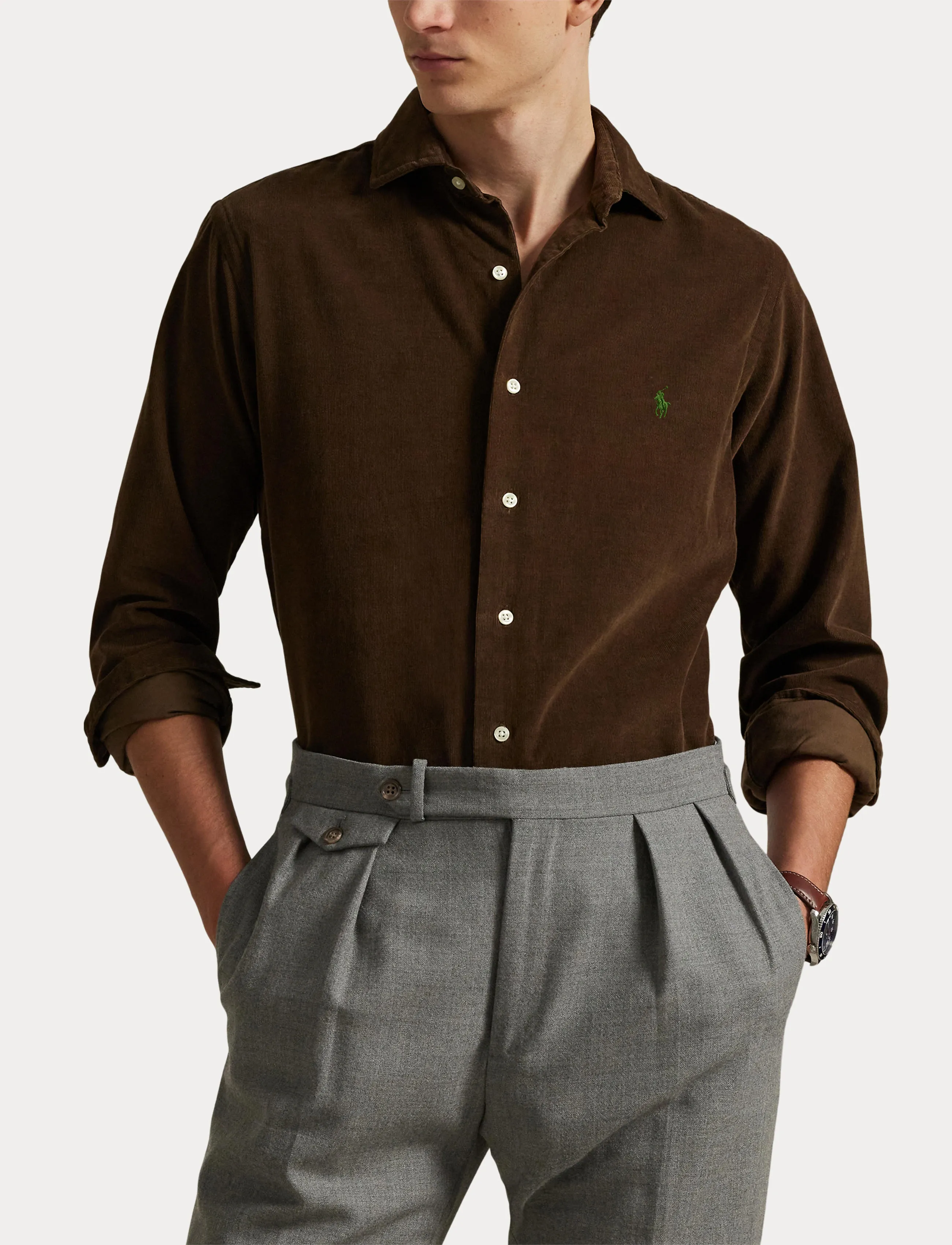 Polo Ralph Lauren - Custom Fit Corduroy Shirt - flauelsskyrtur - chocolate mousse - 5