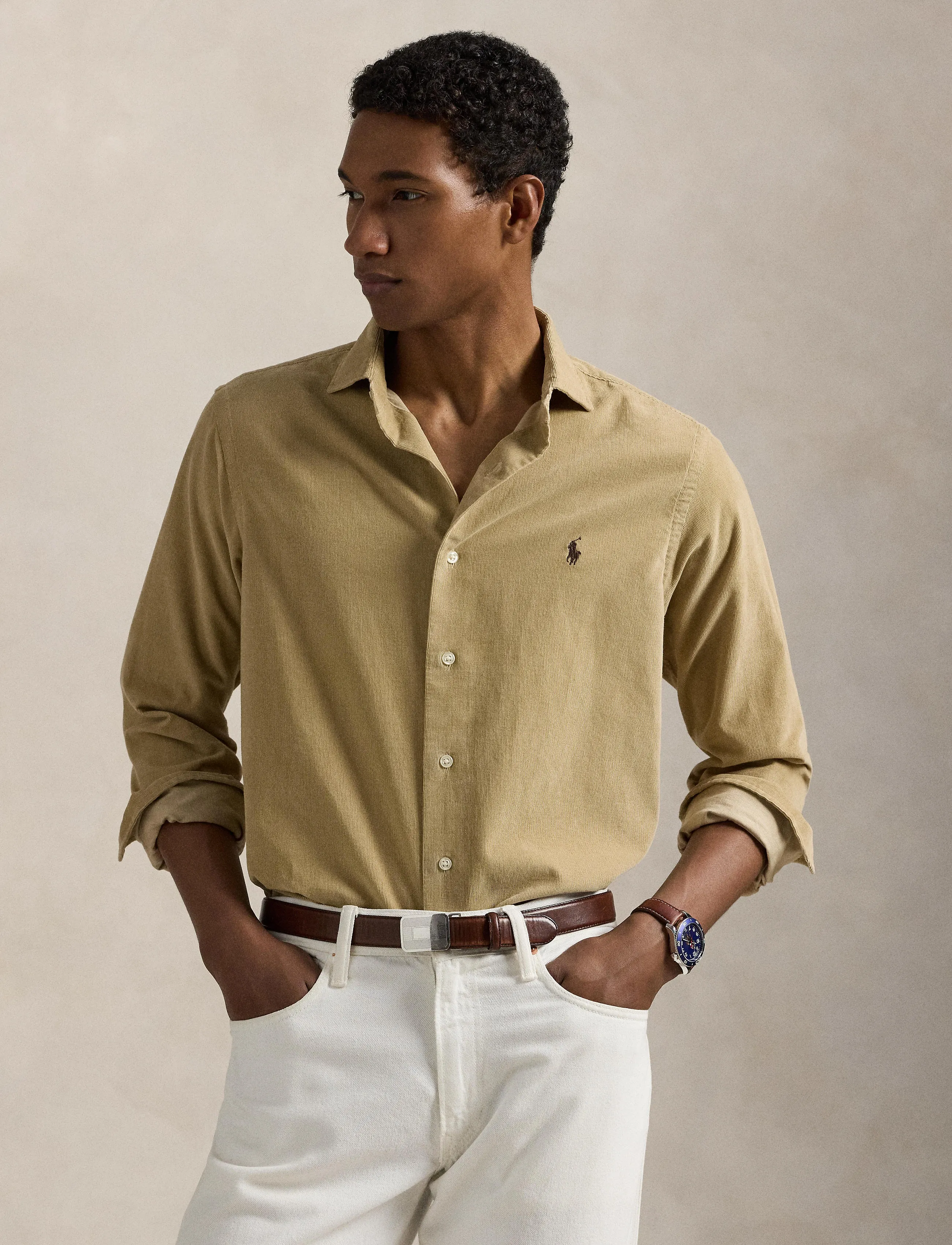 Polo Ralph Lauren - Custom Fit Corduroy Shirt - corduroy shirts - coastal beige - 3
