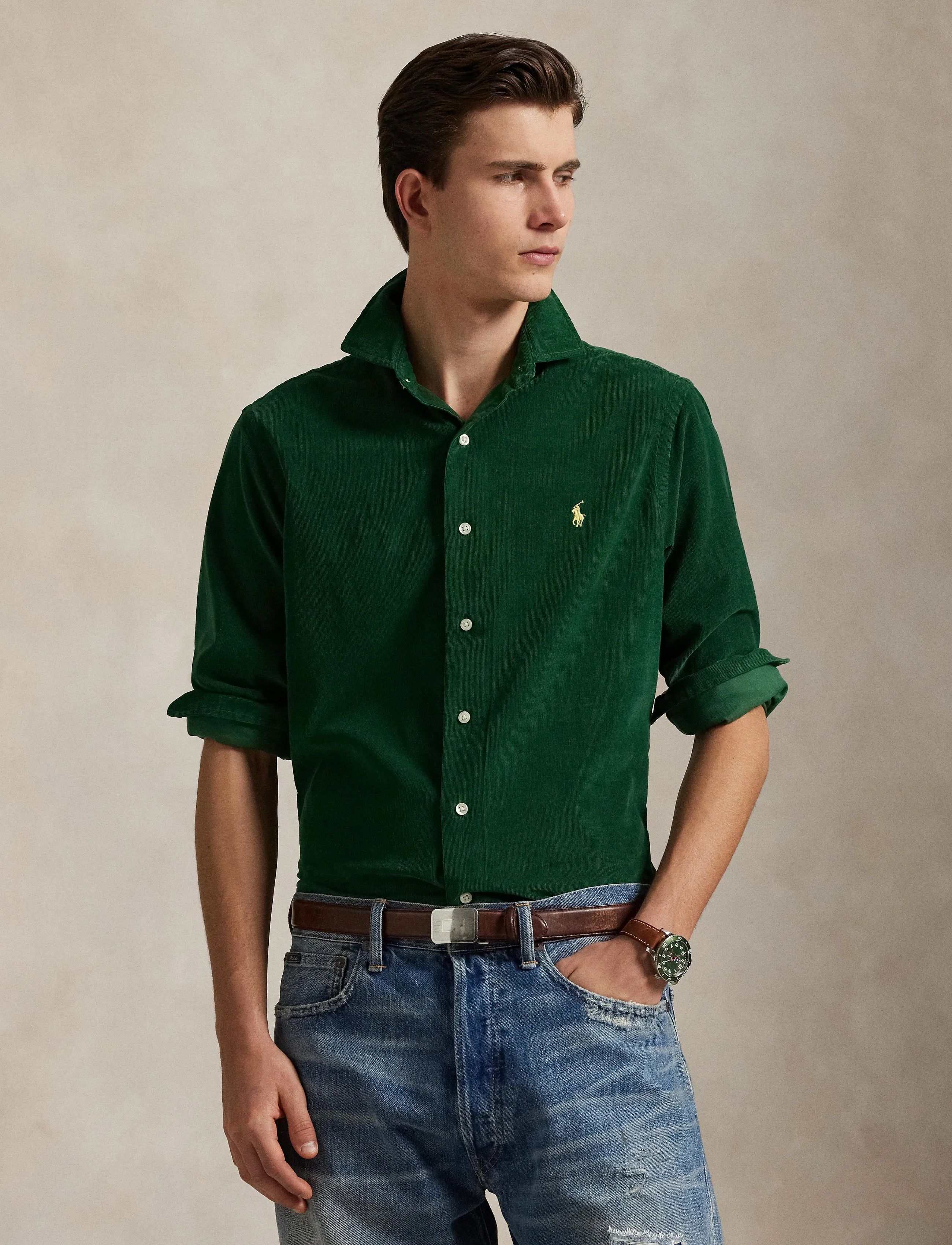 Polo Ralph Lauren - Custom Fit Corduroy Shirt - manchesterskjortor - new forest - 3