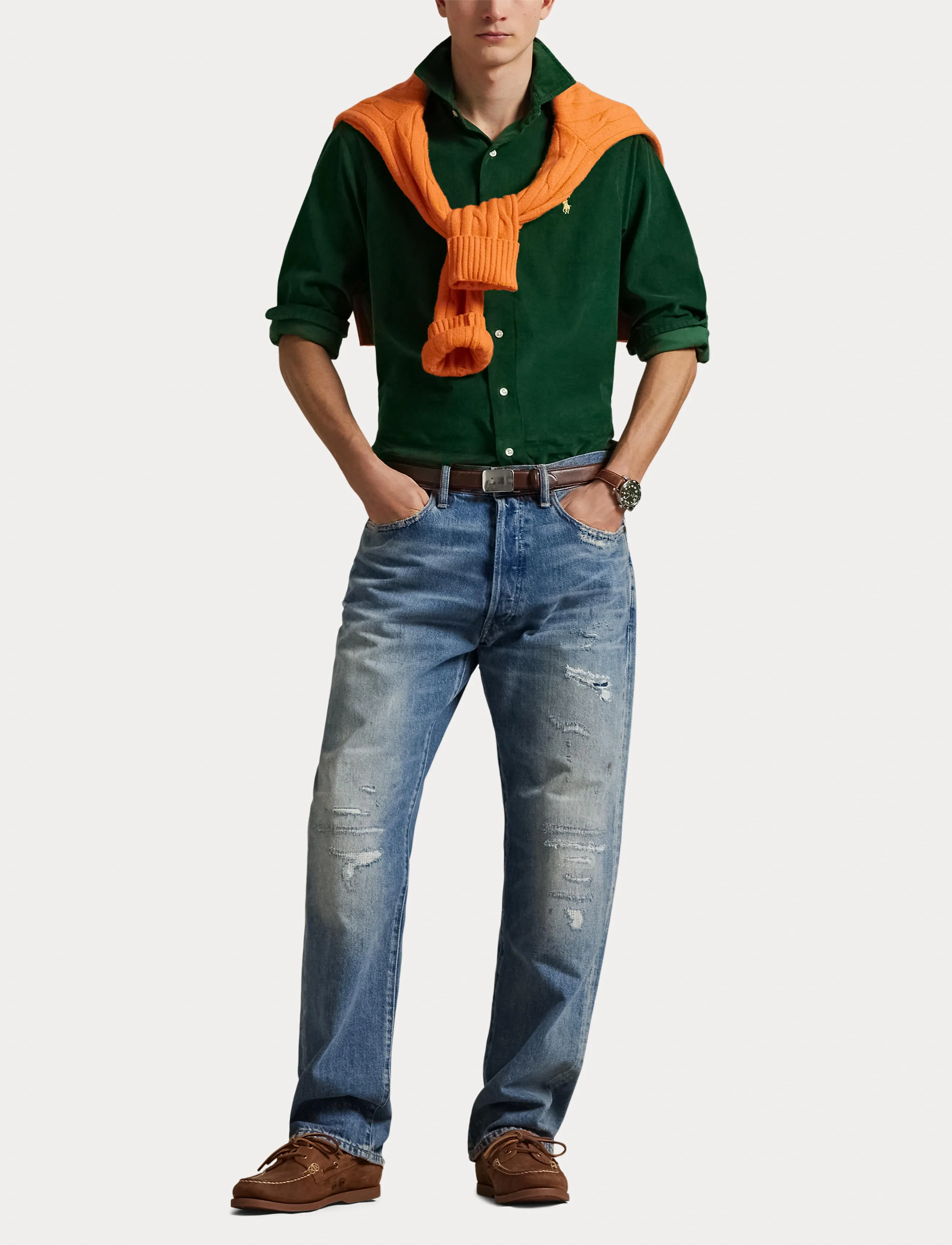 Polo Ralph Lauren - Custom Fit Corduroy Shirt - manchesterskjortor - new forest - 4