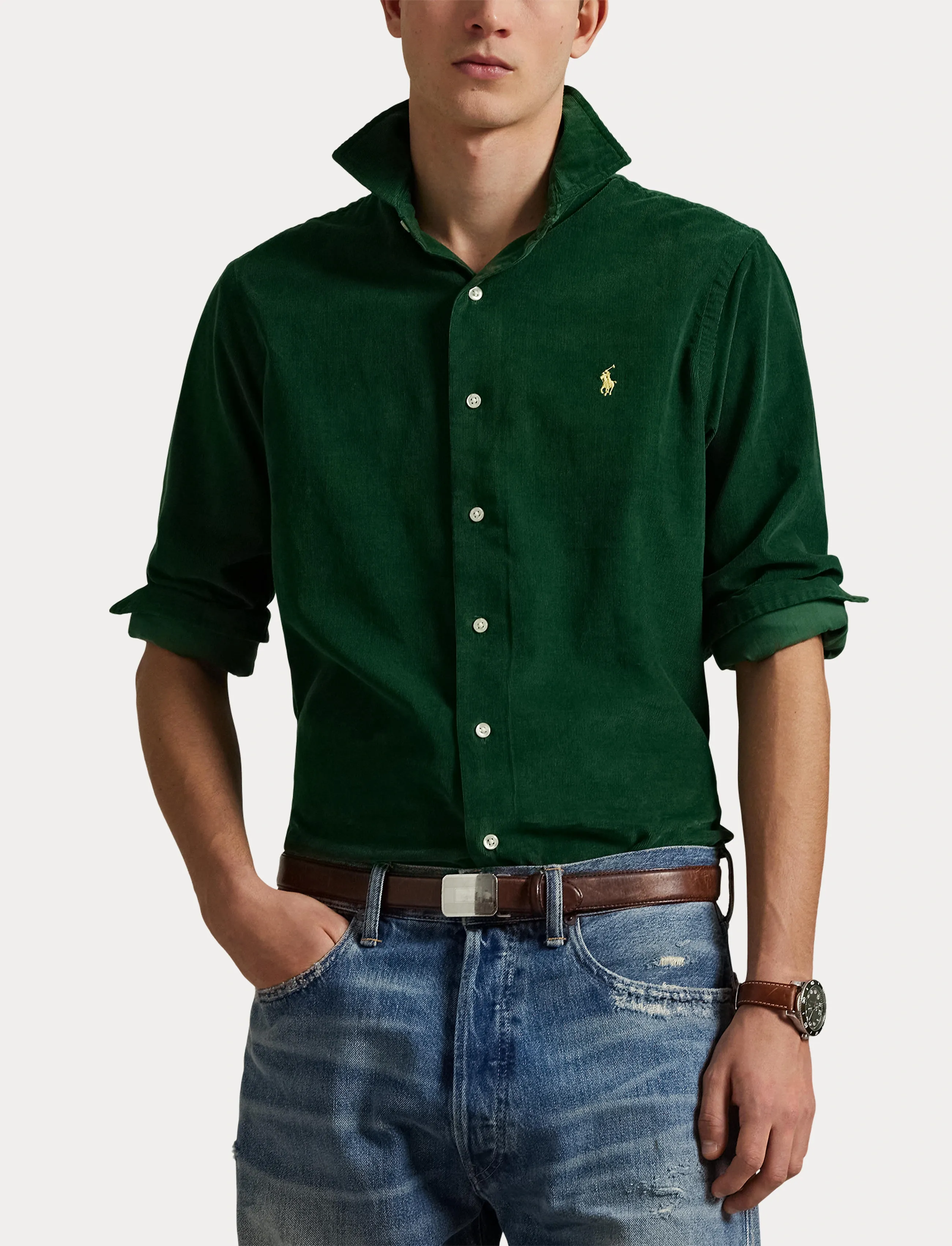 Polo Ralph Lauren - Custom Fit Corduroy Shirt - manchesterskjortor - new forest - 5