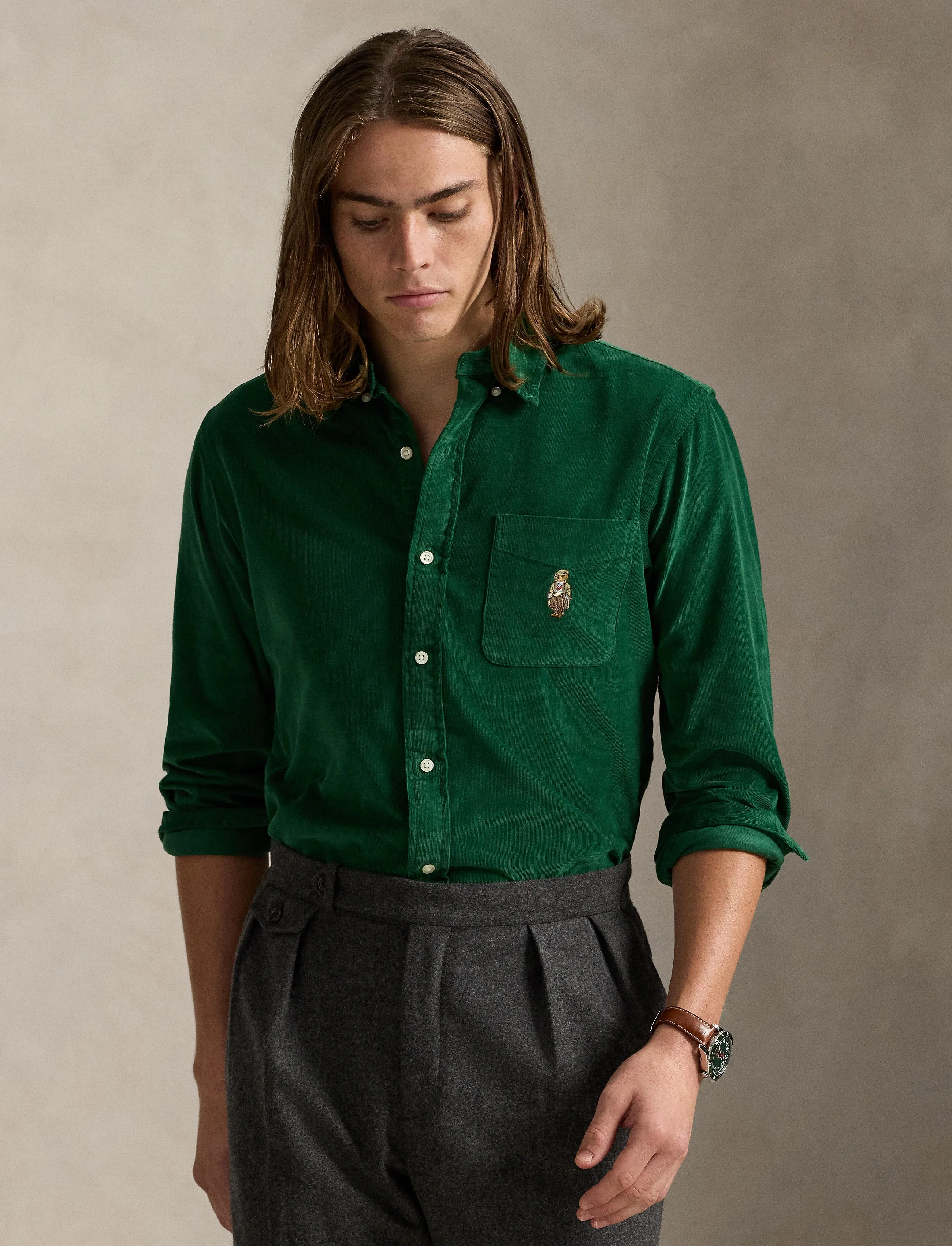 Polo Ralph Lauren - Custom Fit Polo Bear Corduroy Shirt - cordhemden - 6912 new forest - 3