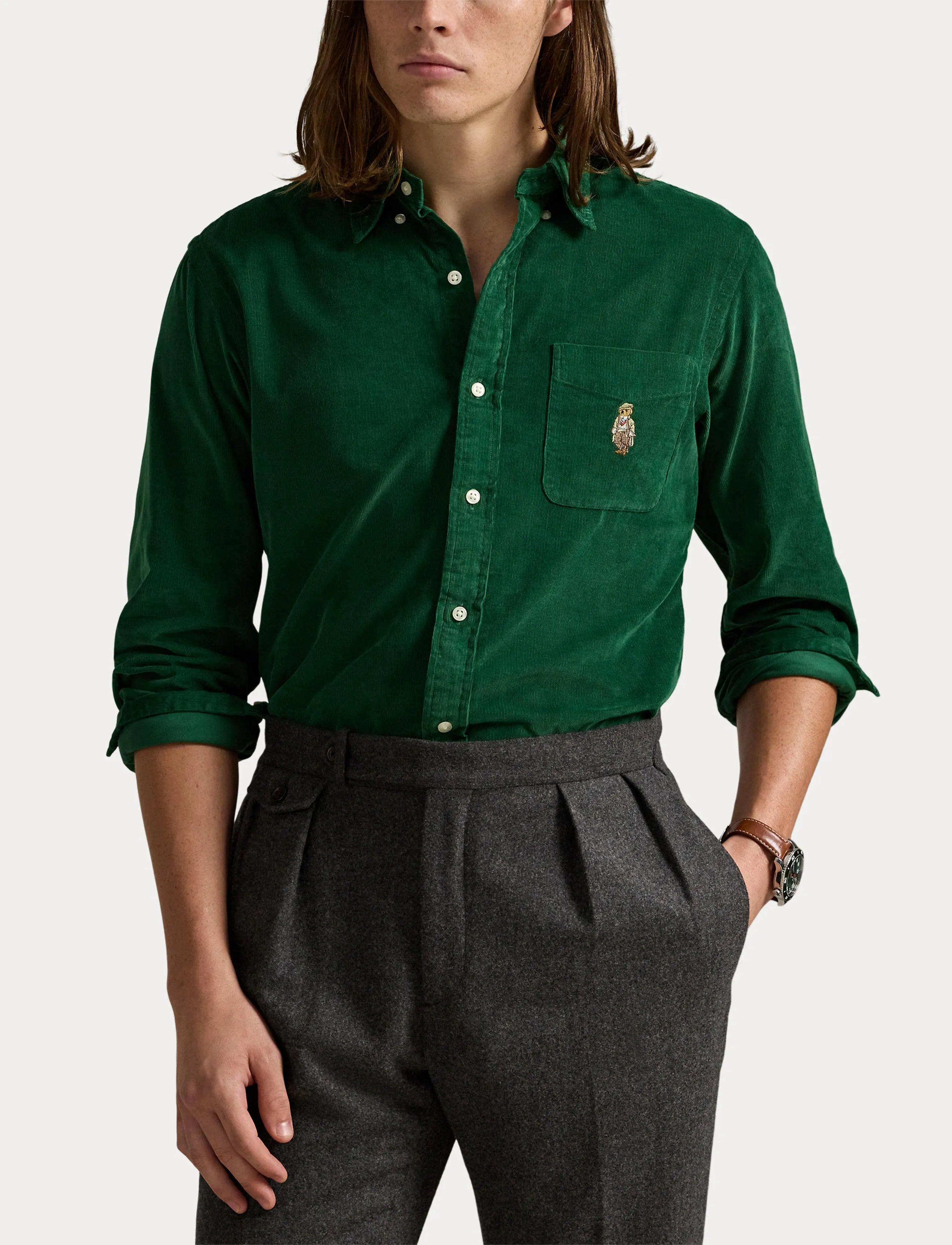 Polo Ralph Lauren - Custom Fit Polo Bear Corduroy Shirt - cordhemden - 6912 new forest - 5