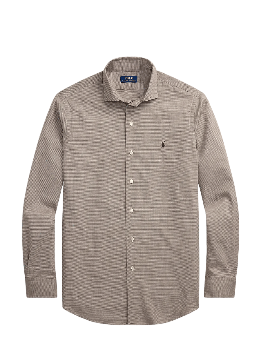 Polo Ralph Lauren - Custom Fit Houndstooth Twill Shirt - 6942c cream brown - 1
