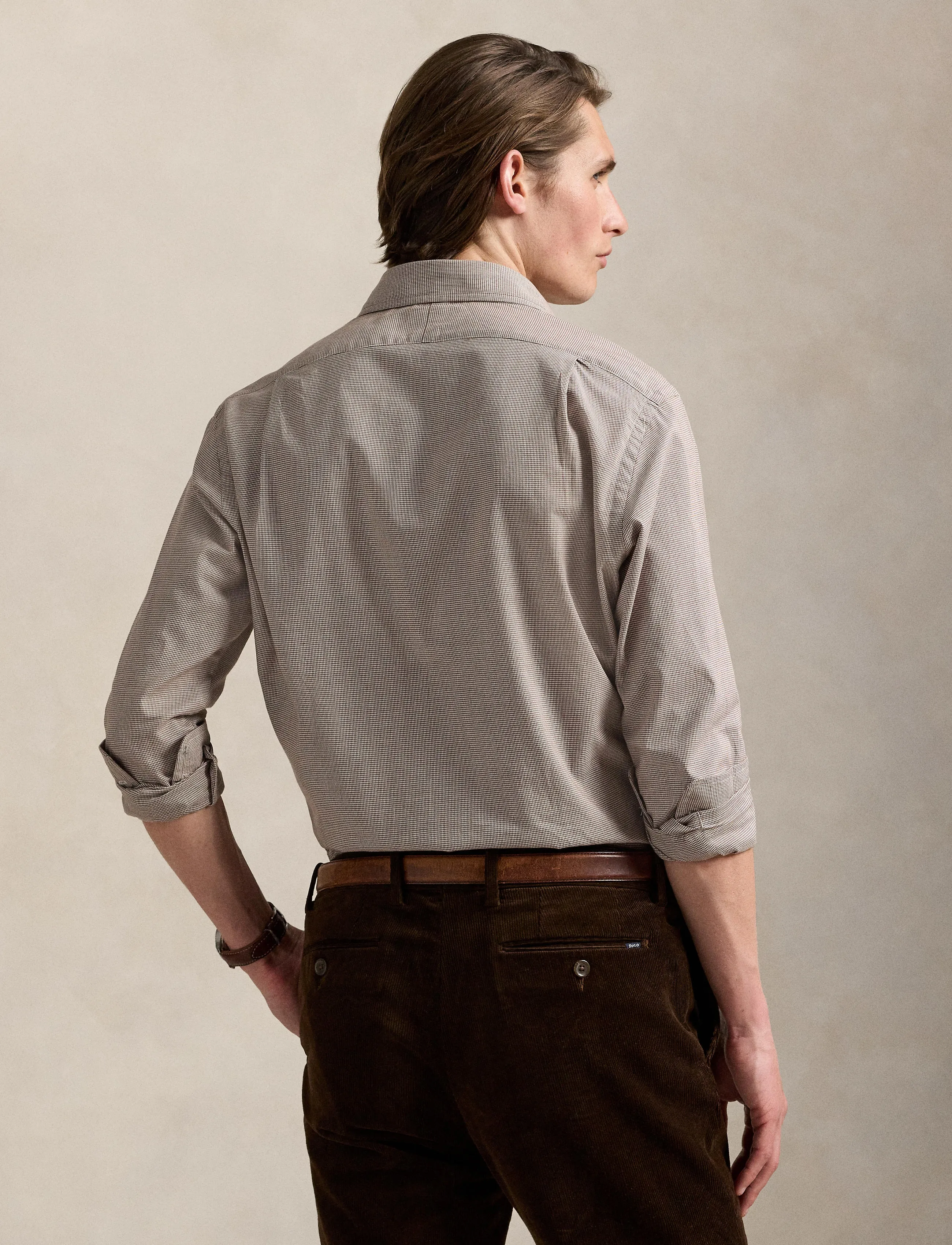 Polo Ralph Lauren - Custom Fit Houndstooth Twill Shirt - 6942c cream brown - 2