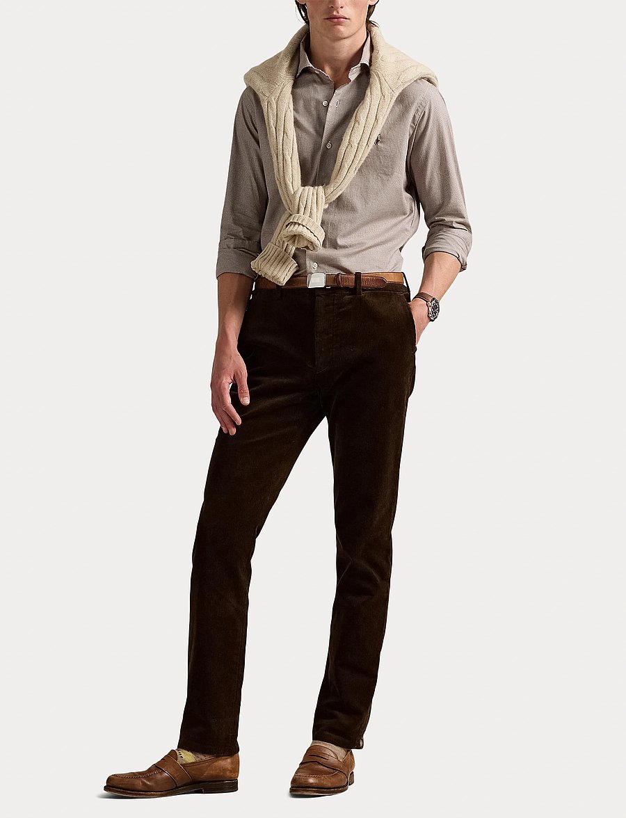 Polo Ralph Lauren - Custom Fit Houndstooth Twill Shirt - 6942c cream brown - 4