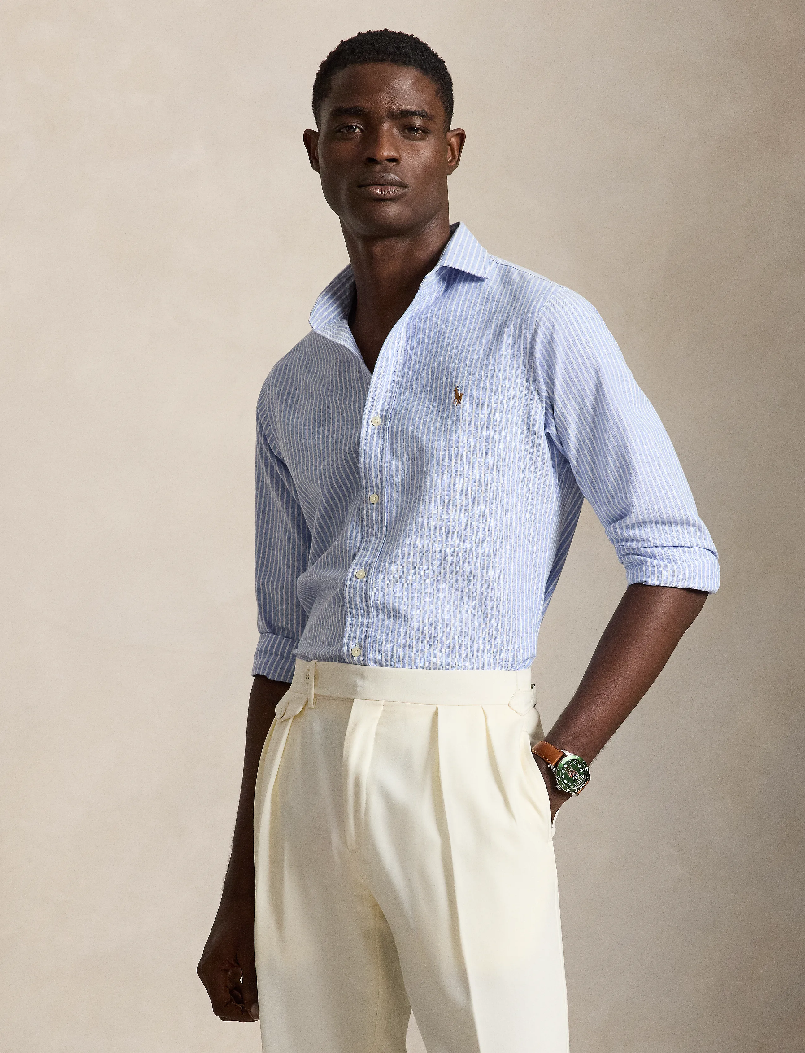 Polo Ralph Lauren Custom Fit Striped Oxford Shirt - Oxford-Hemden - 7346A BLUE WHITE / blue