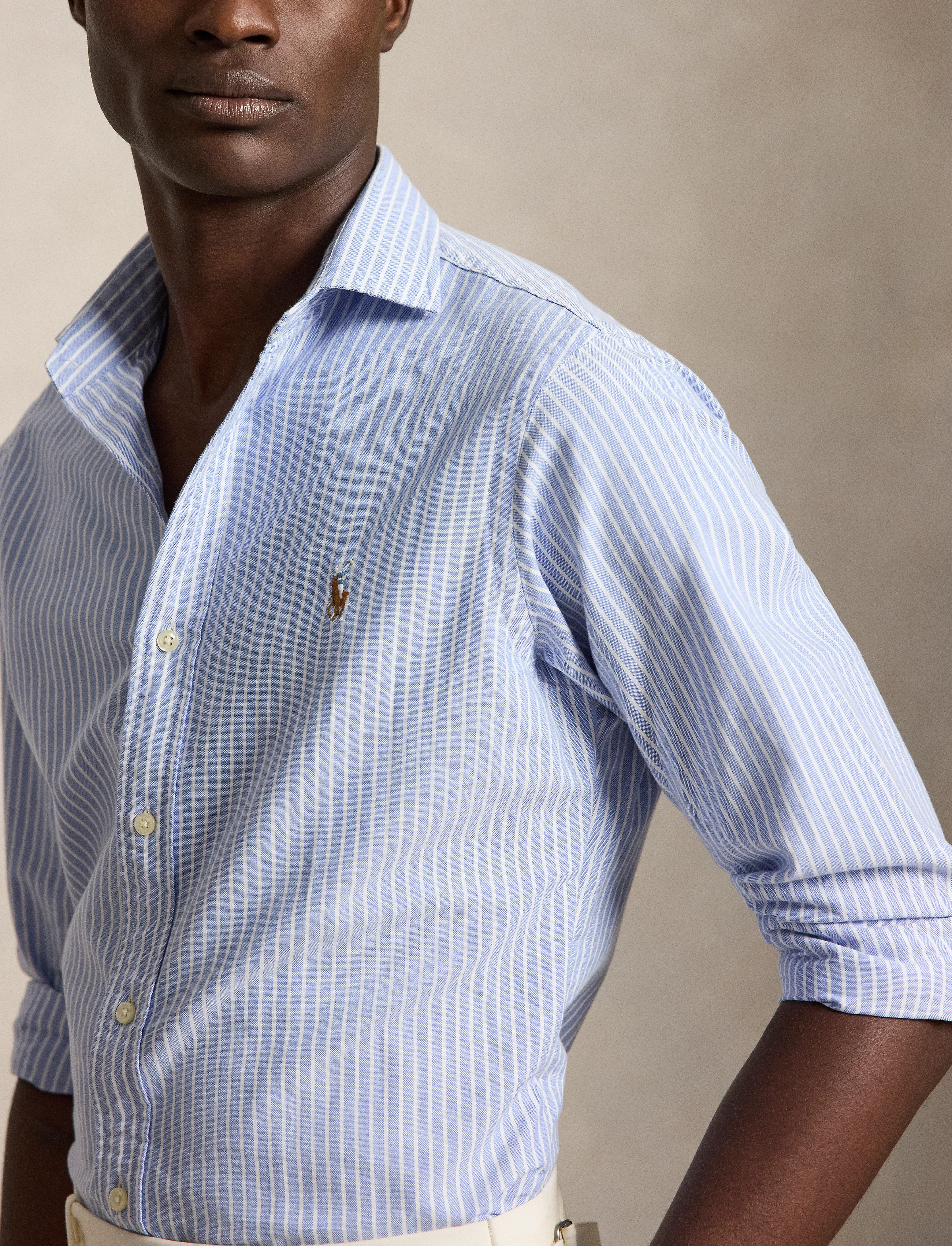 Polo Ralph Lauren - Custom Fit Striped Oxford Shirt - striped shirts - 7346a blue white - 5