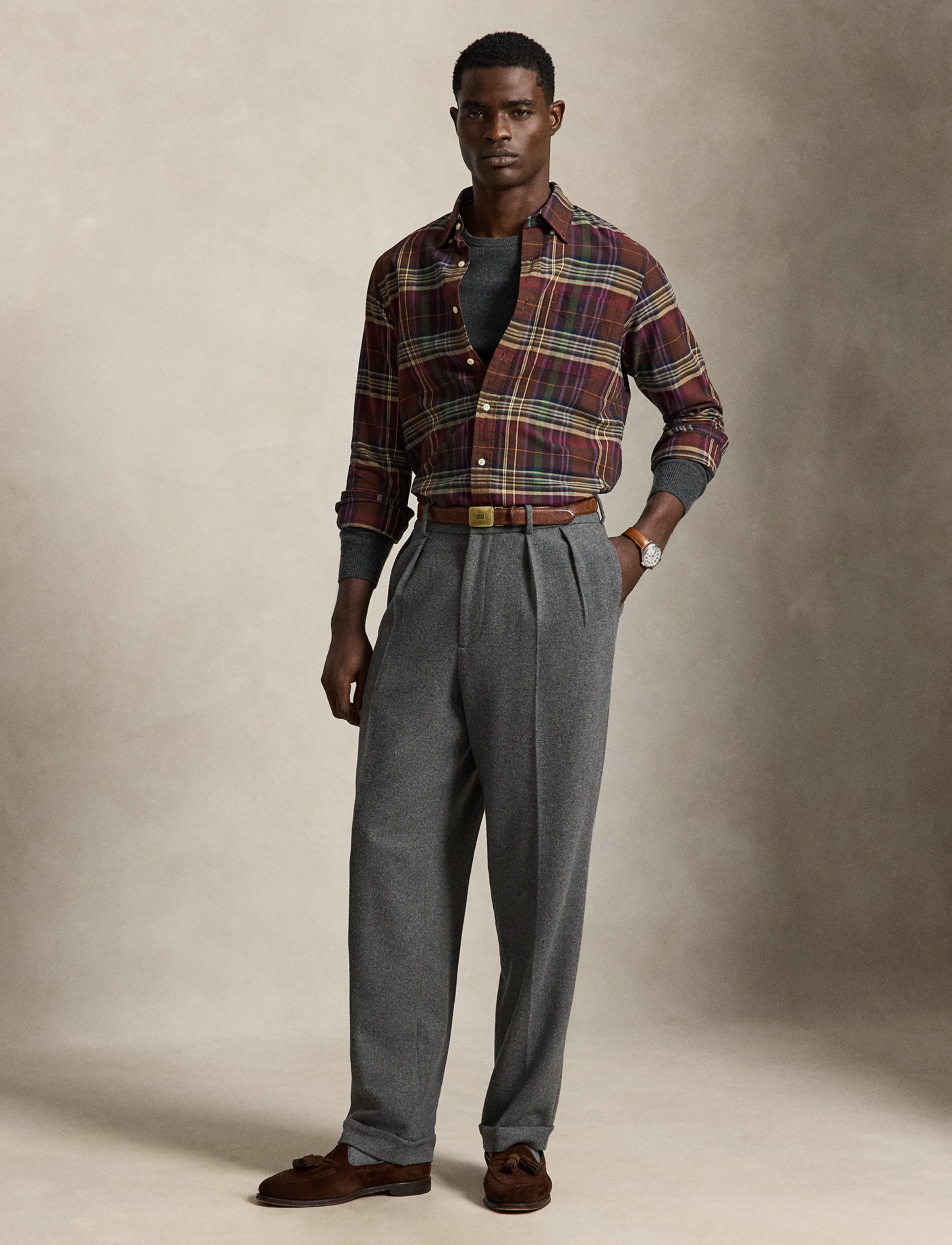 Polo Ralph Lauren - Custom Fit Plaid Oxford Shirt - oxford skjorter - 6890c brown green - 5