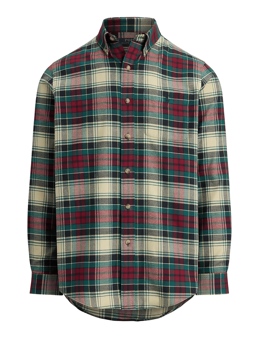 Polo Ralph Lauren - Custom Fit Plaid Performance Shirt - ternede skjorter - 6988 cream red mu - 1