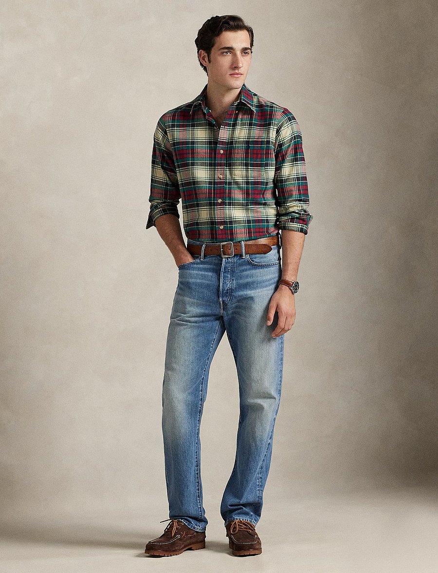 Polo Ralph Lauren - Custom Fit Plaid Performance Shirt - ternede skjorter - 6988 cream red mu - 0