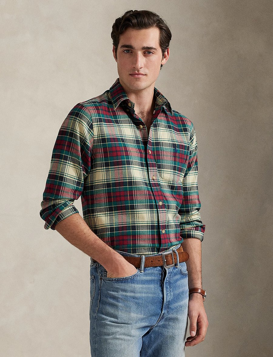 Polo Ralph Lauren - Custom Fit Plaid Performance Shirt - ternede skjorter - 6988 cream red mu - 3