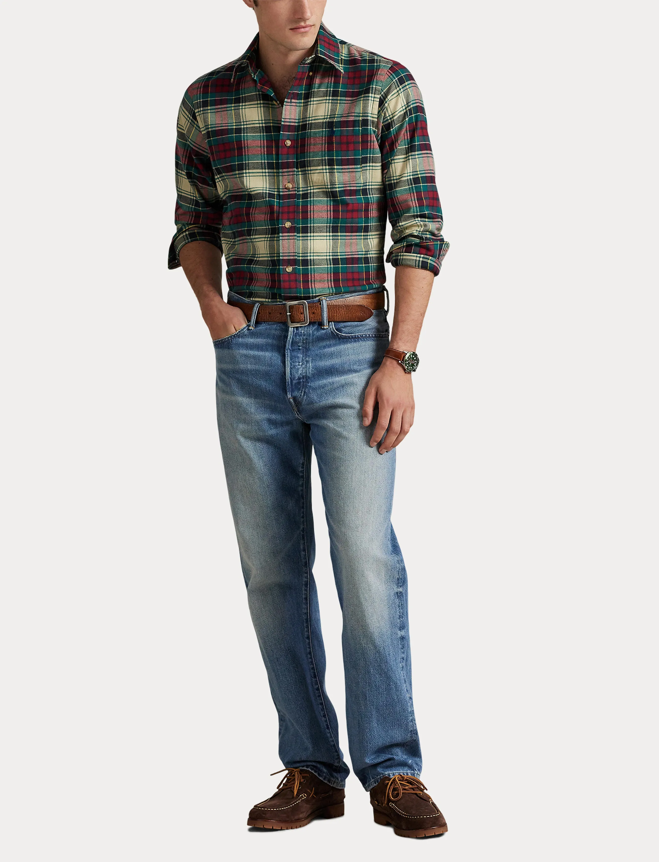 Polo Ralph Lauren - Custom Fit Plaid Performance Shirt - ternede skjorter - 6988 cream red mu - 4