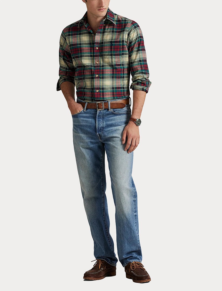 Polo Ralph Lauren - Custom Fit Plaid Performance Shirt - ternede skjorter - 6988 cream red mu - 4
