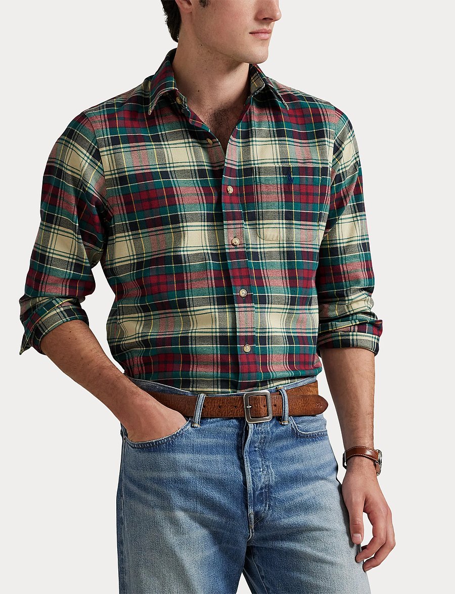 Polo Ralph Lauren - Custom Fit Plaid Performance Shirt - ternede skjorter - 6988 cream red mu - 5