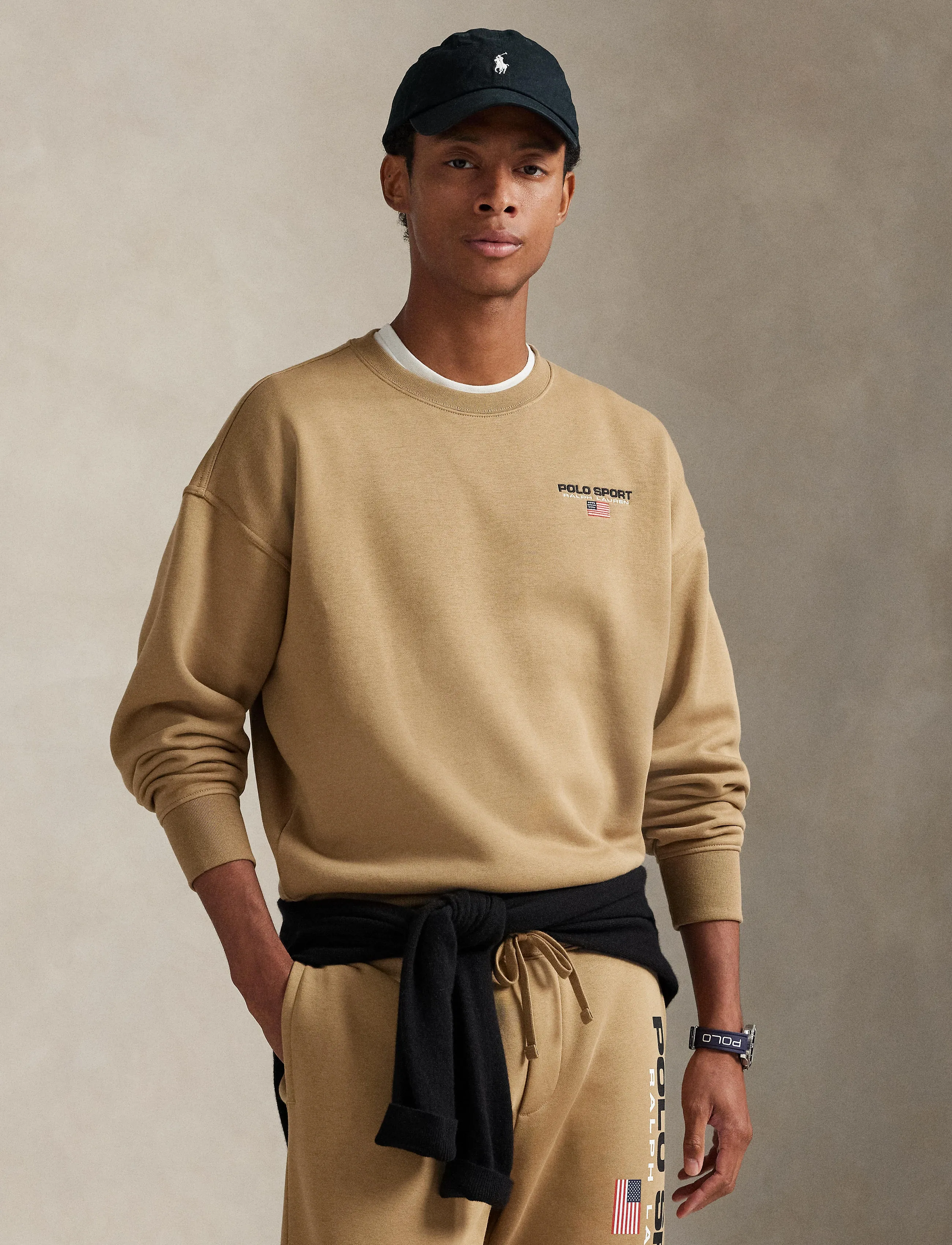 Polo Ralph Lauren Relaxed Fit Polo Sport Fleece Sweatshirt - Tøj - DESERT KHAKI / khaki/green