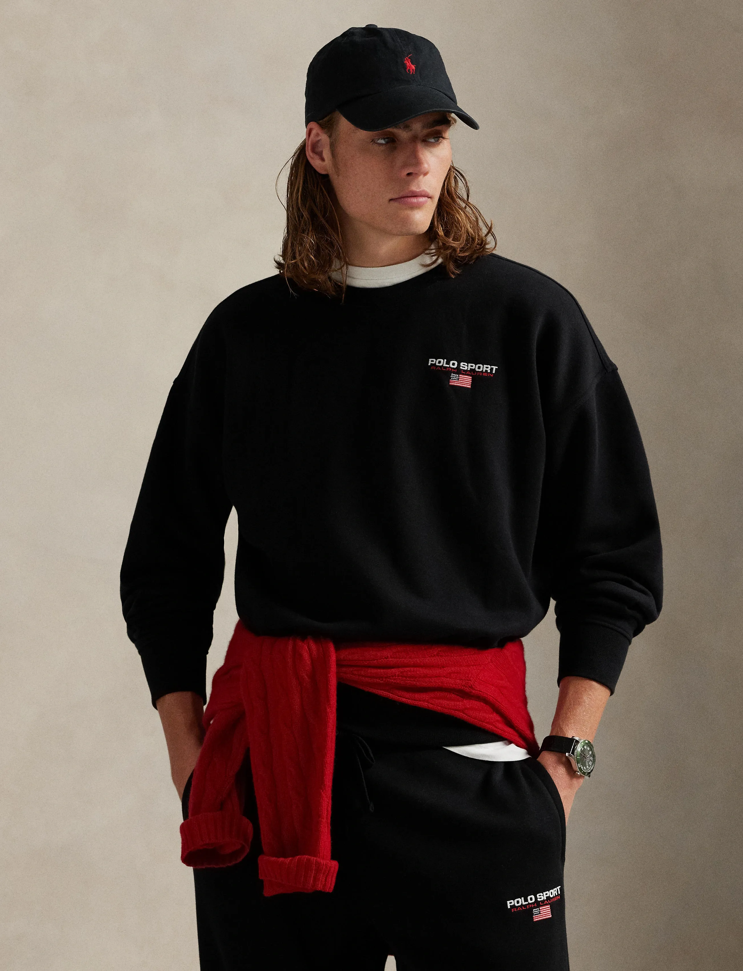 Polo Ralph Lauren Relaxed Fit Polo Sport Fleece Sweatshirt - Sweatshirts - POLO BLACK/WHITE / black