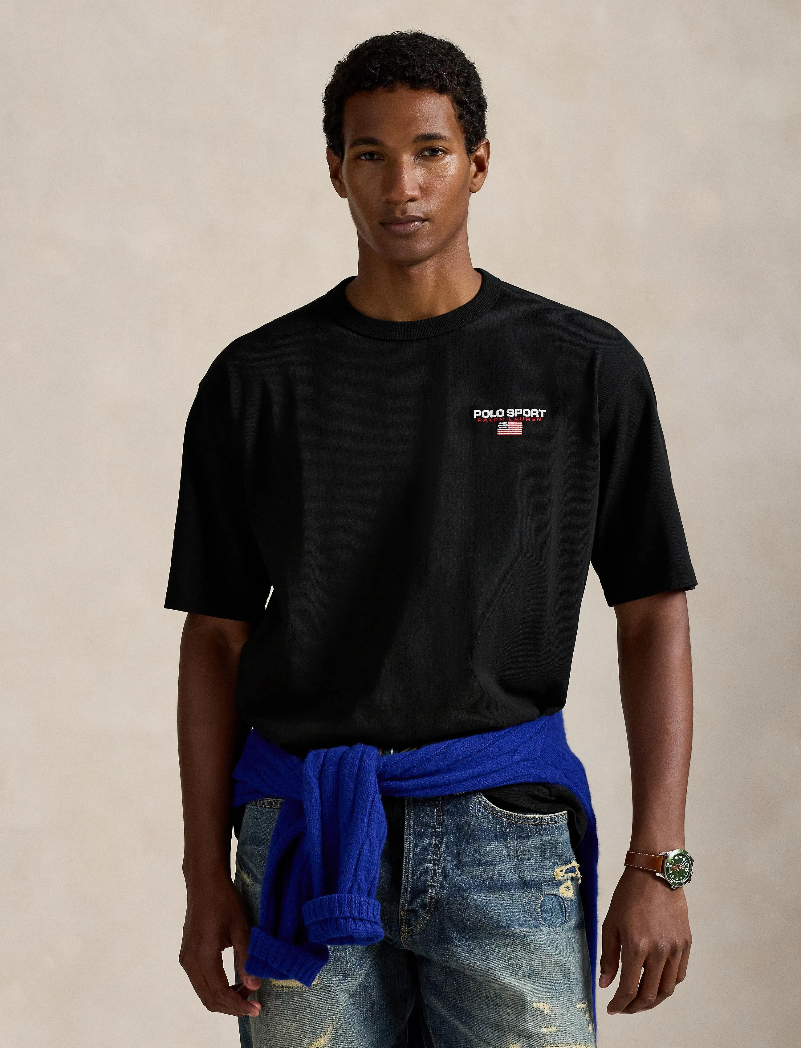 Polo Ralph Lauren Relaxed Fit Polo Sport Jersey T-Shirt, XS, Black, T-Shirts > Kortærmede, Herre