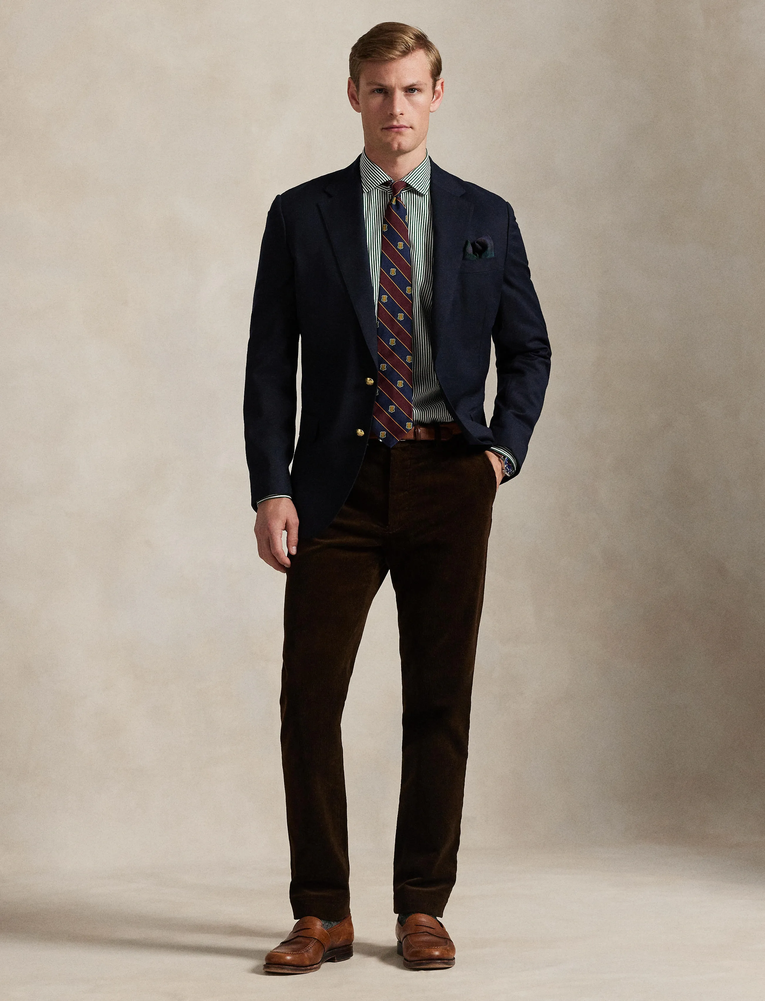 Polo Ralph Lauren Custom Fit Striped Poplin Shirt, L, Green, Shirts > Pattern Shirts, Herre