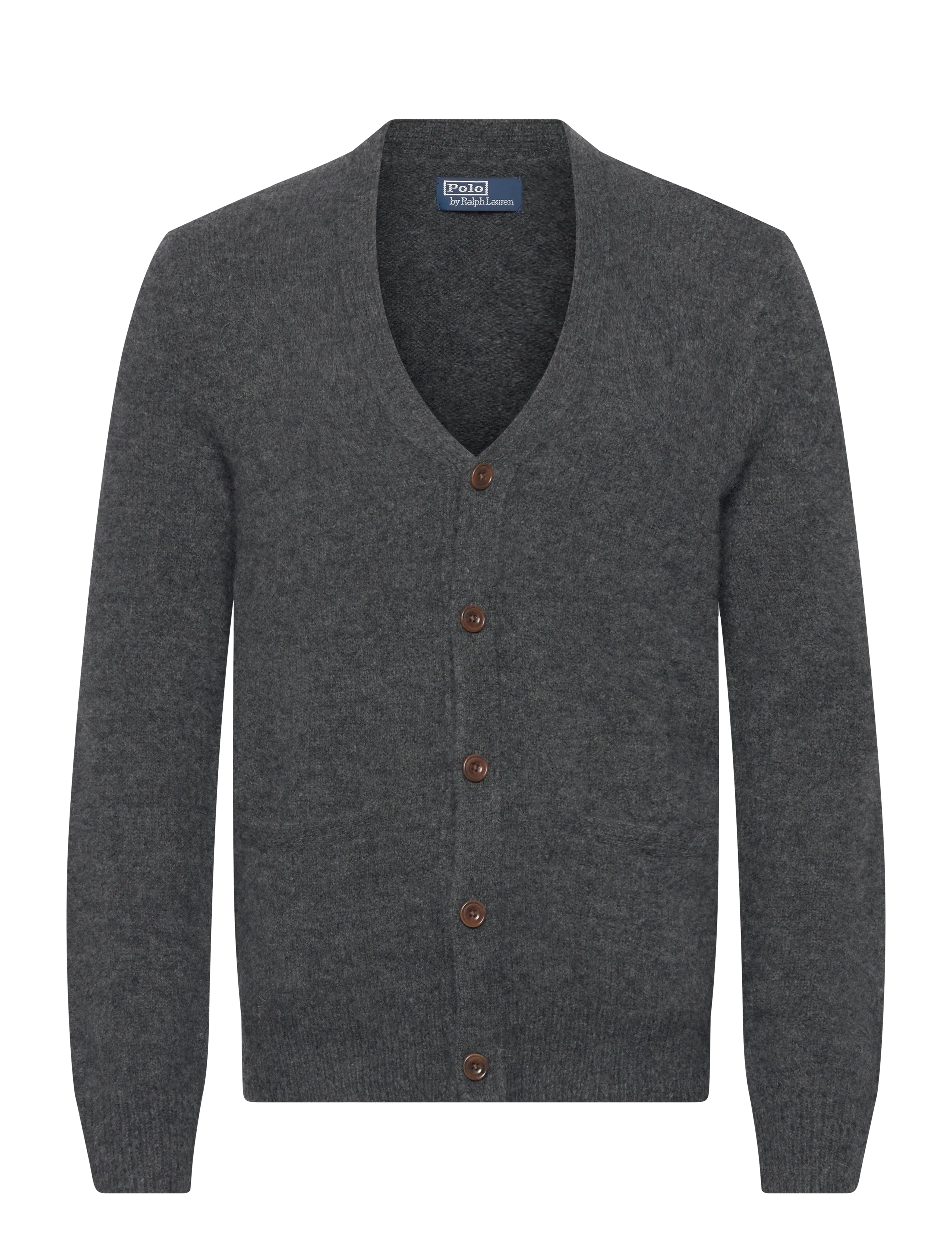 Polo Ralph Lauren Suede-Patch Wool-Blend Cardigan - Koftor - STATIC GREY HEATH / grey