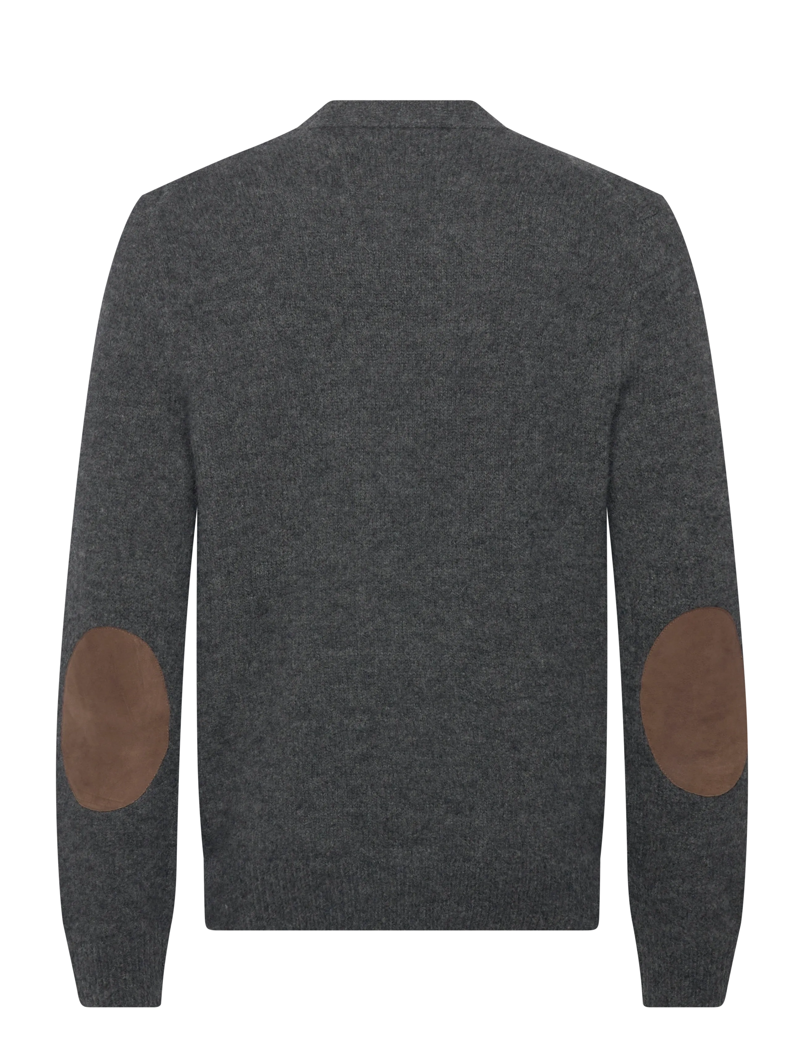 Polo Ralph Lauren - Suede-Patch Wool-Blend Cardigan - neuletakit - static grey heath - 2