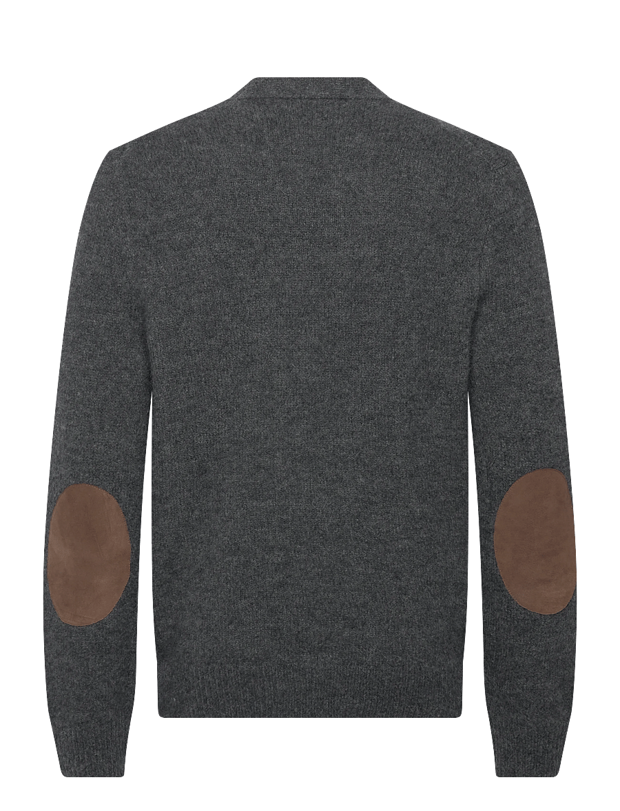 Polo Ralph Lauren - Suede-Patch Wool-Blend Cardigan - cardigans - static grey heath - 2