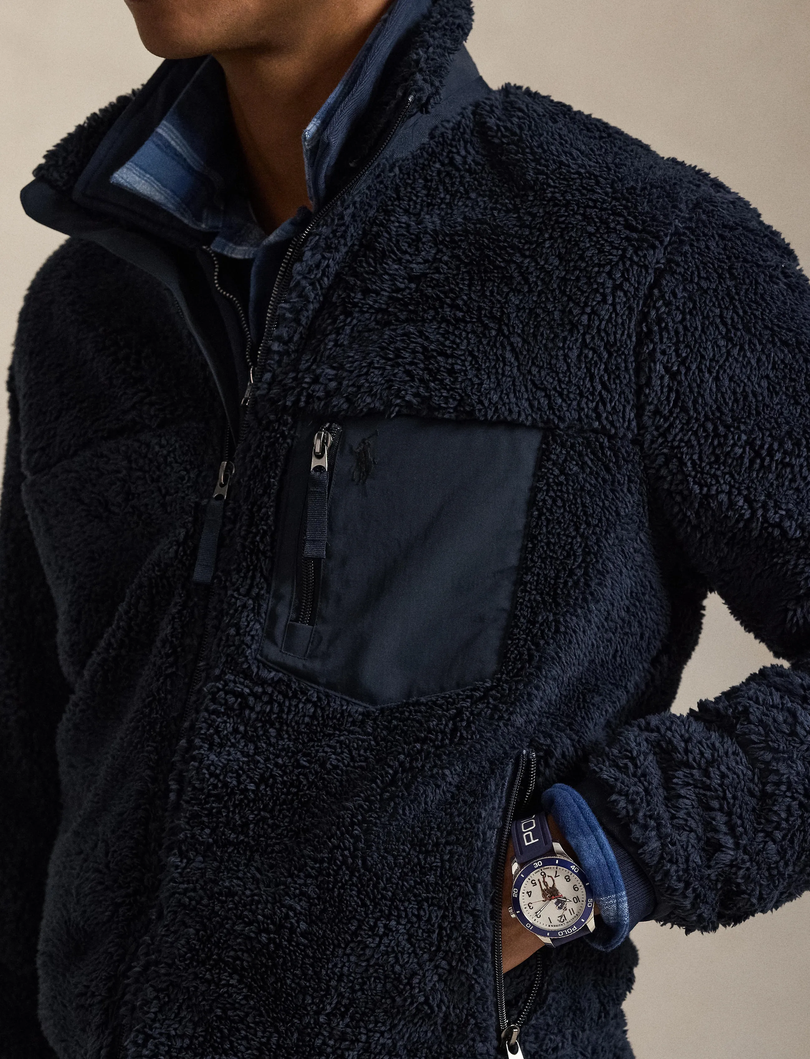 Polo Ralph Lauren - Pile Fleece Hybrid Jacket - fleece-pullover - aviator navy - 4