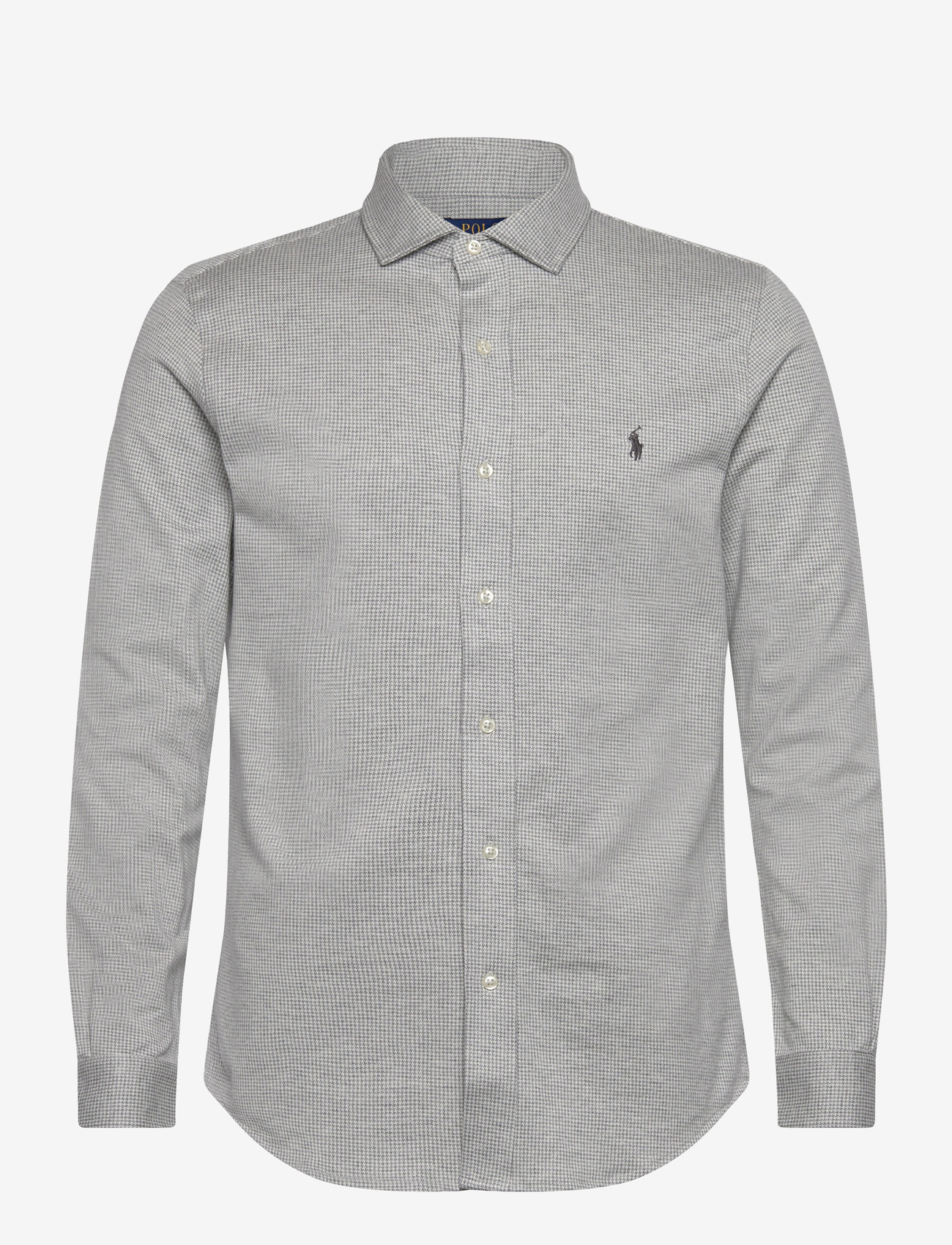 Polo Ralph Lauren - Houndstooth Jersey Spread-Collar Shirt - basic-hemden - antique cream pup - 0