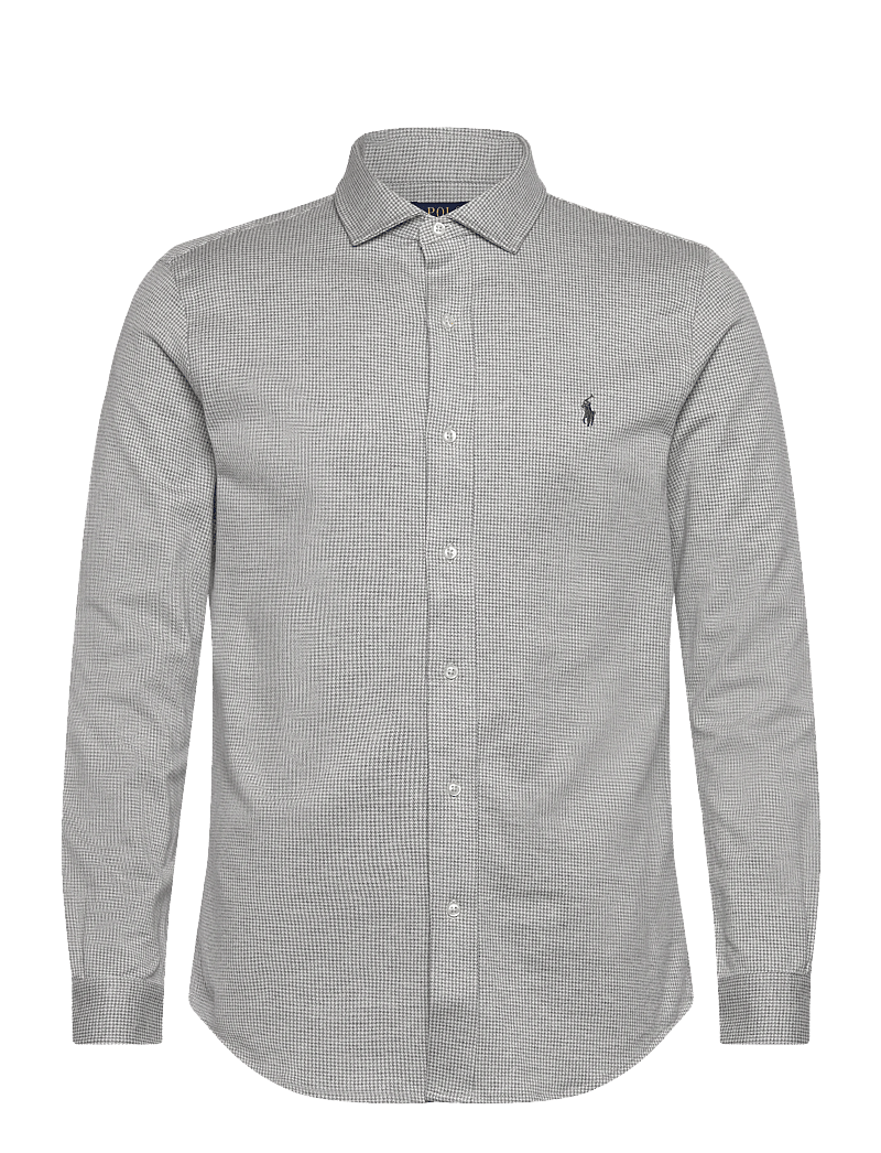 Polo Ralph Lauren - Houndstooth Jersey Spread-Collar Shirt - basic-hemden - antique cream pup - 0