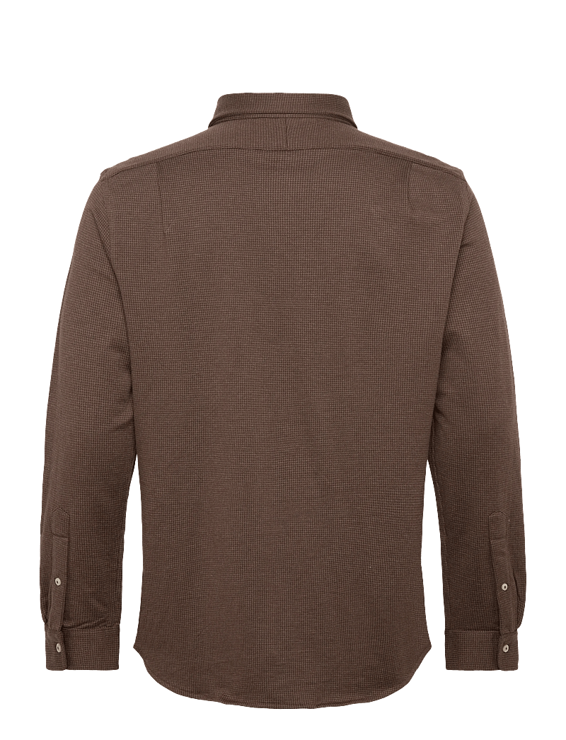Polo Ralph Lauren - Houndstooth Jersey Spread-Collar Shirt - basic skjorter - nutmeg brown hthr - 1