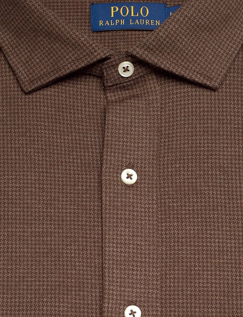 Polo Ralph Lauren - Houndstooth Jersey Spread-Collar Shirt - basic skjorter - nutmeg brown hthr - 2