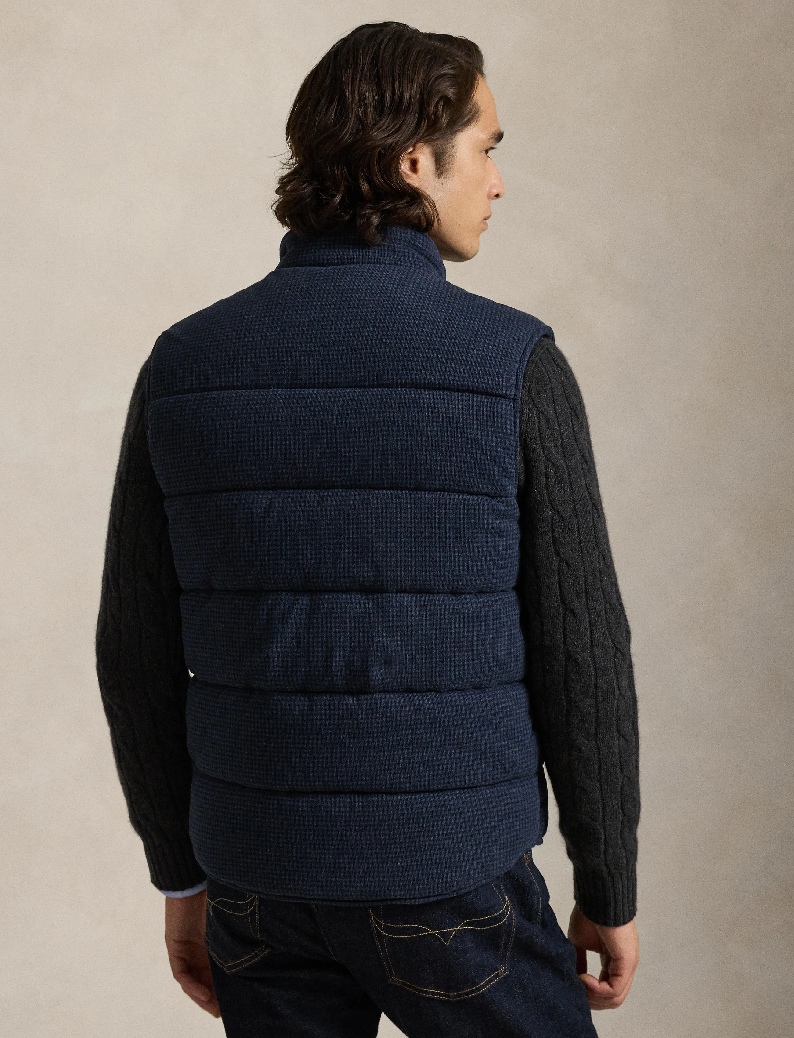 Polo Ralph Lauren Houndstooth-Print Estate-Rib Vest - Vests - WINTER NAVY HTR/D / navy