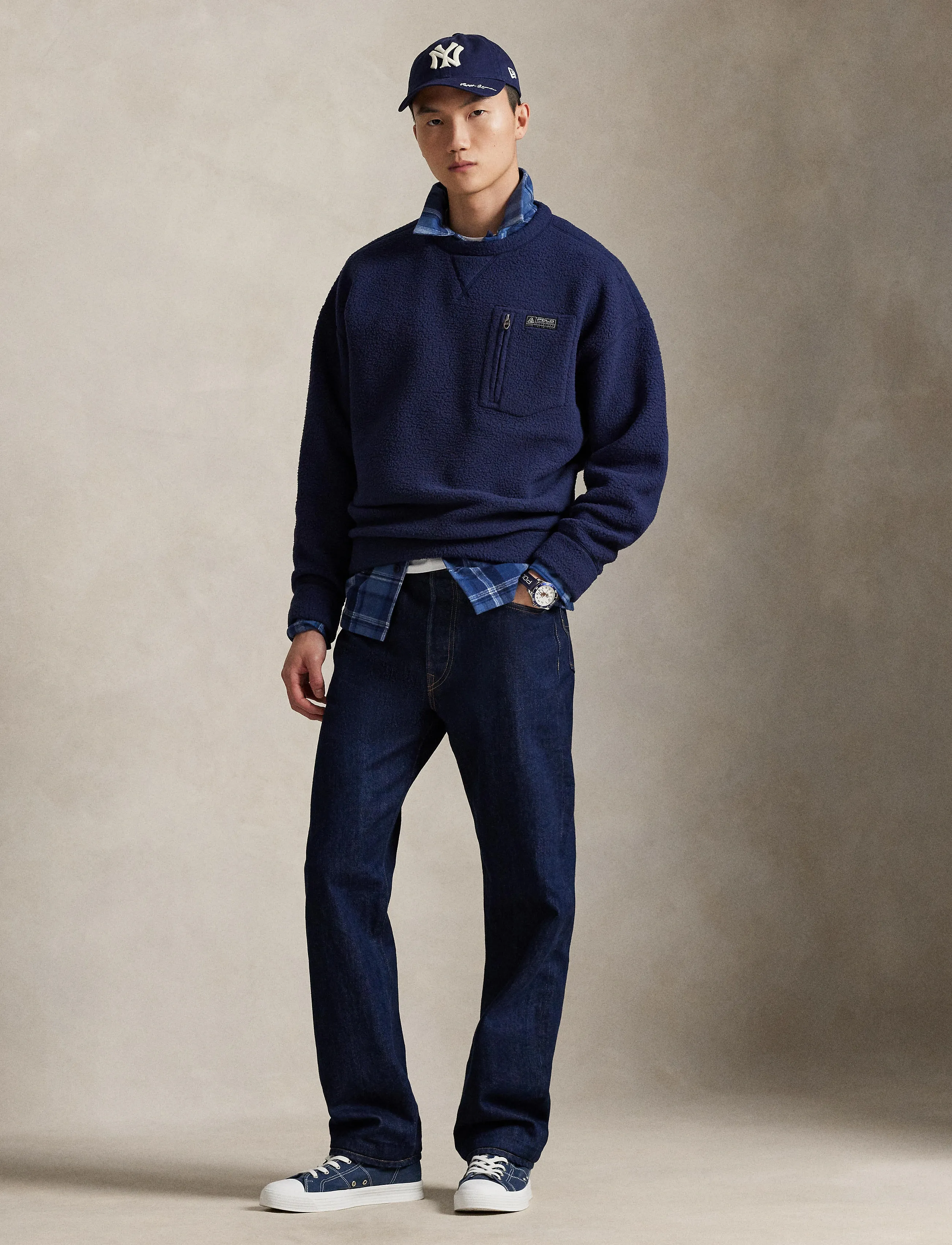 Polo Ralph Lauren Relaxed Fit Pile Fleece Sweatshirt, Mænd, Afslappet Pasform Pile Fleece Sweatshirt, Navy, Str: XS