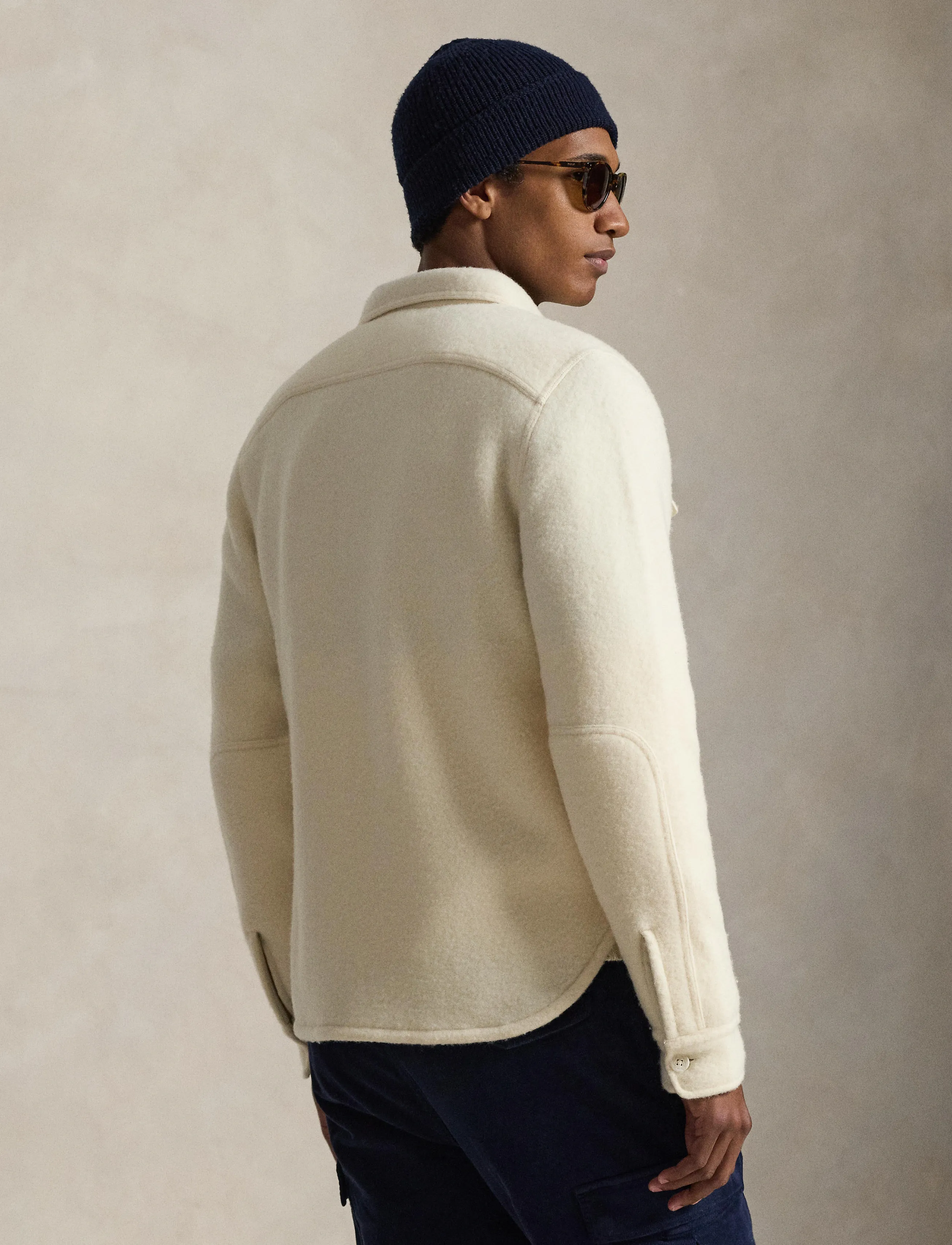 Polo Ralph Lauren Felted Wool-Blend Overshirt, M, Cream, Designere > Overshirts, Herre