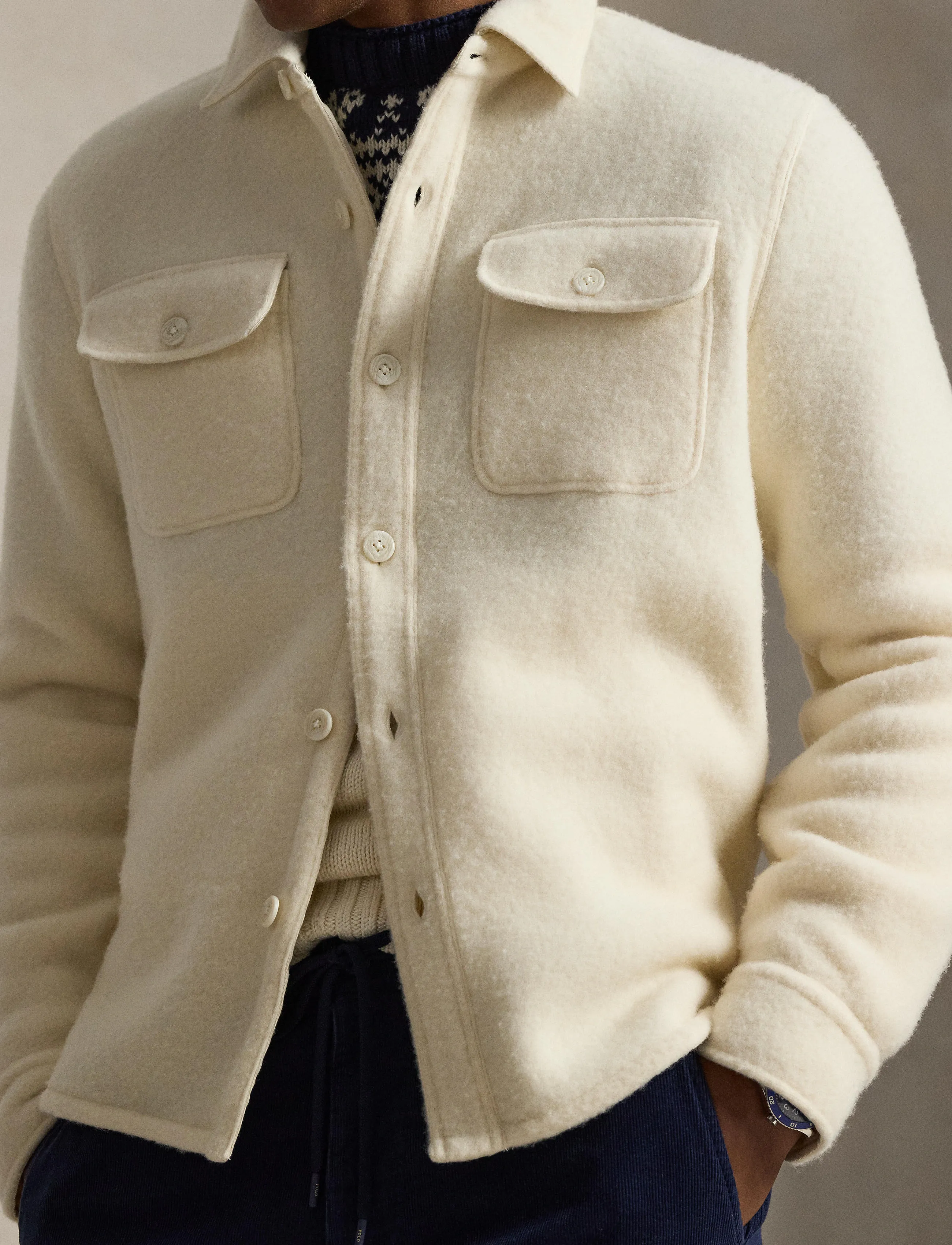 Polo Ralph Lauren - Felted Wool-Blend Overshirt - shop efter anledning - andover cream - 4