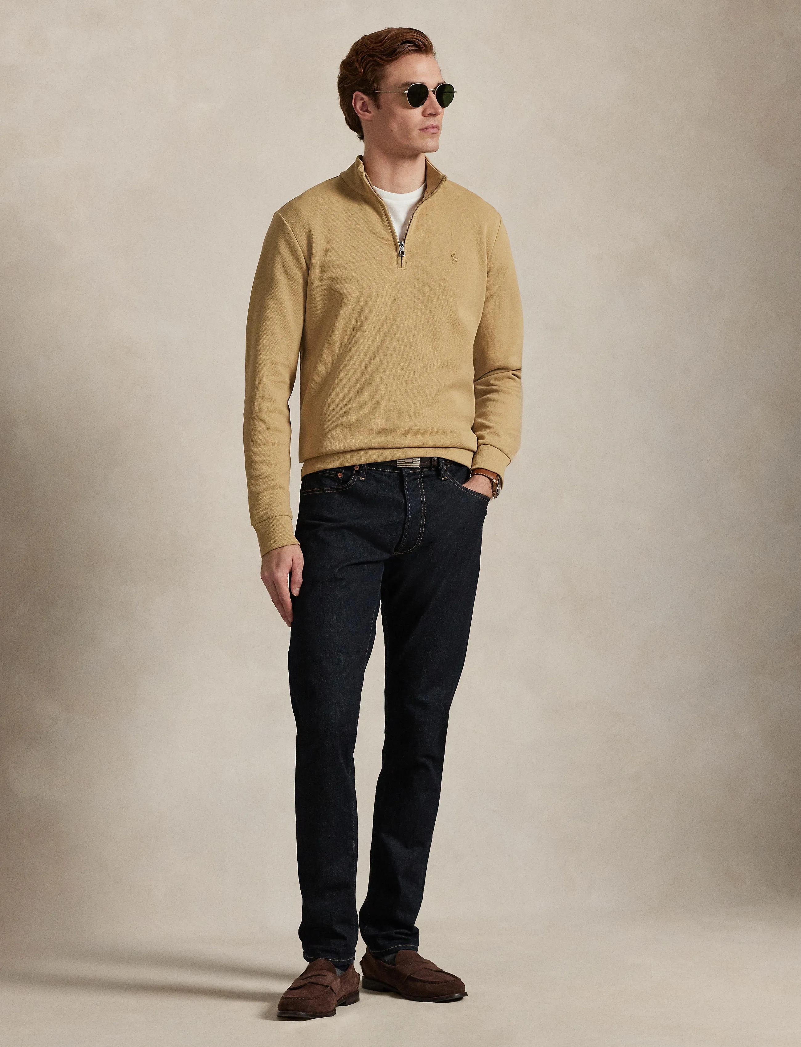 Polo Ralph Lauren LT WT MESH FACE DKT-KNT-PULLOVER - Dressipluusid - CLASSIC CAMEL / brown