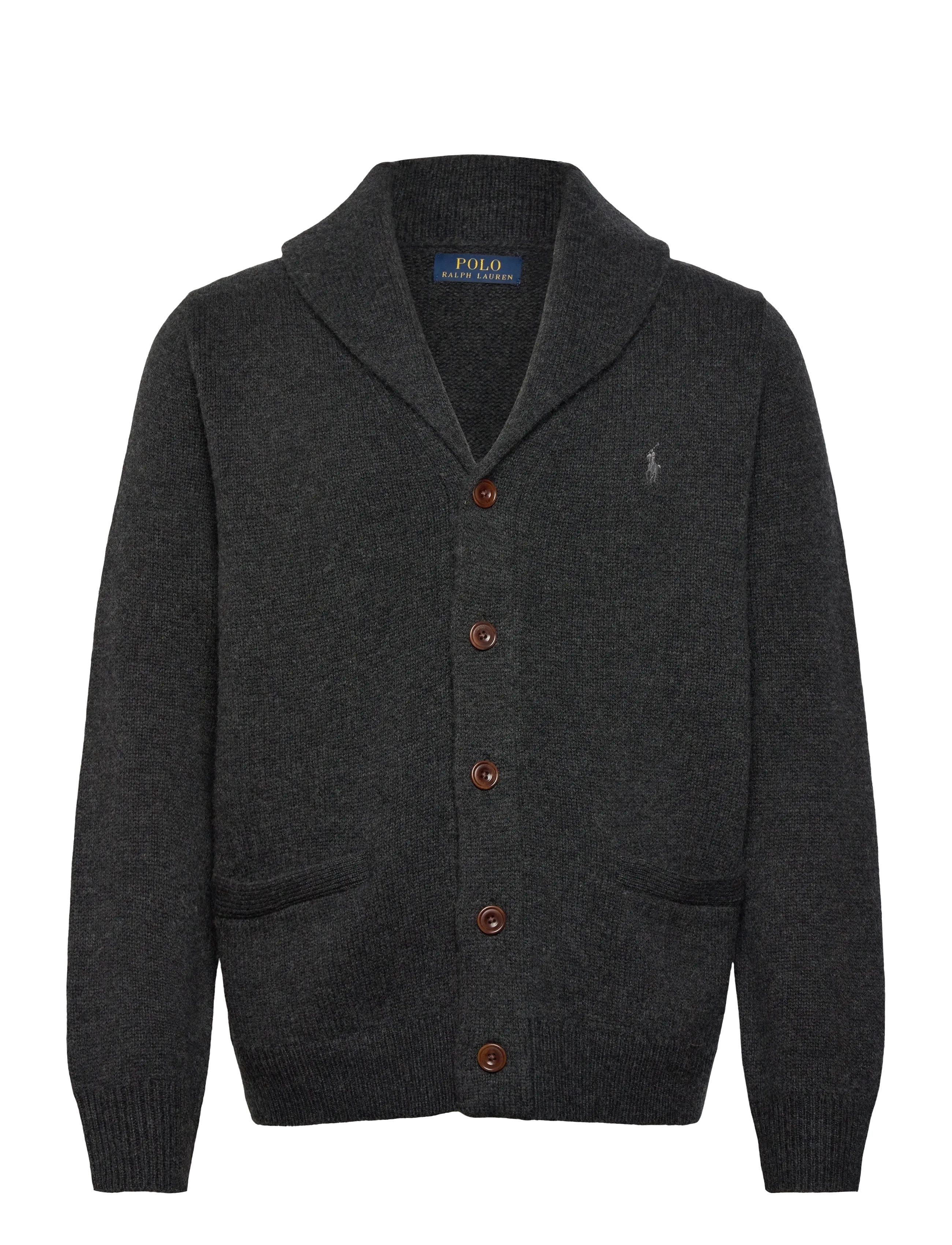 Wool-Cashmere Shawl-Collar Cardigan - DARK GRANITE HEAT