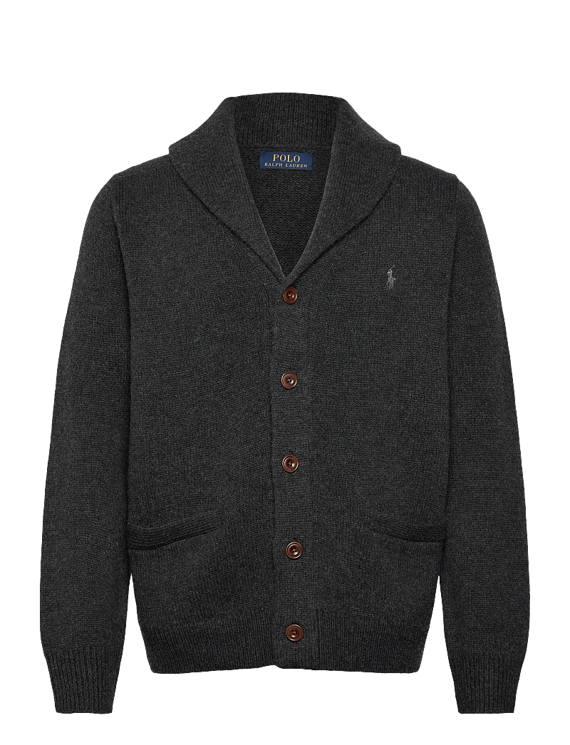 Polo Ralph Lauren - Wool-Cashmere Shawl-Collar Cardigan - koftor - dark granite heat - 0