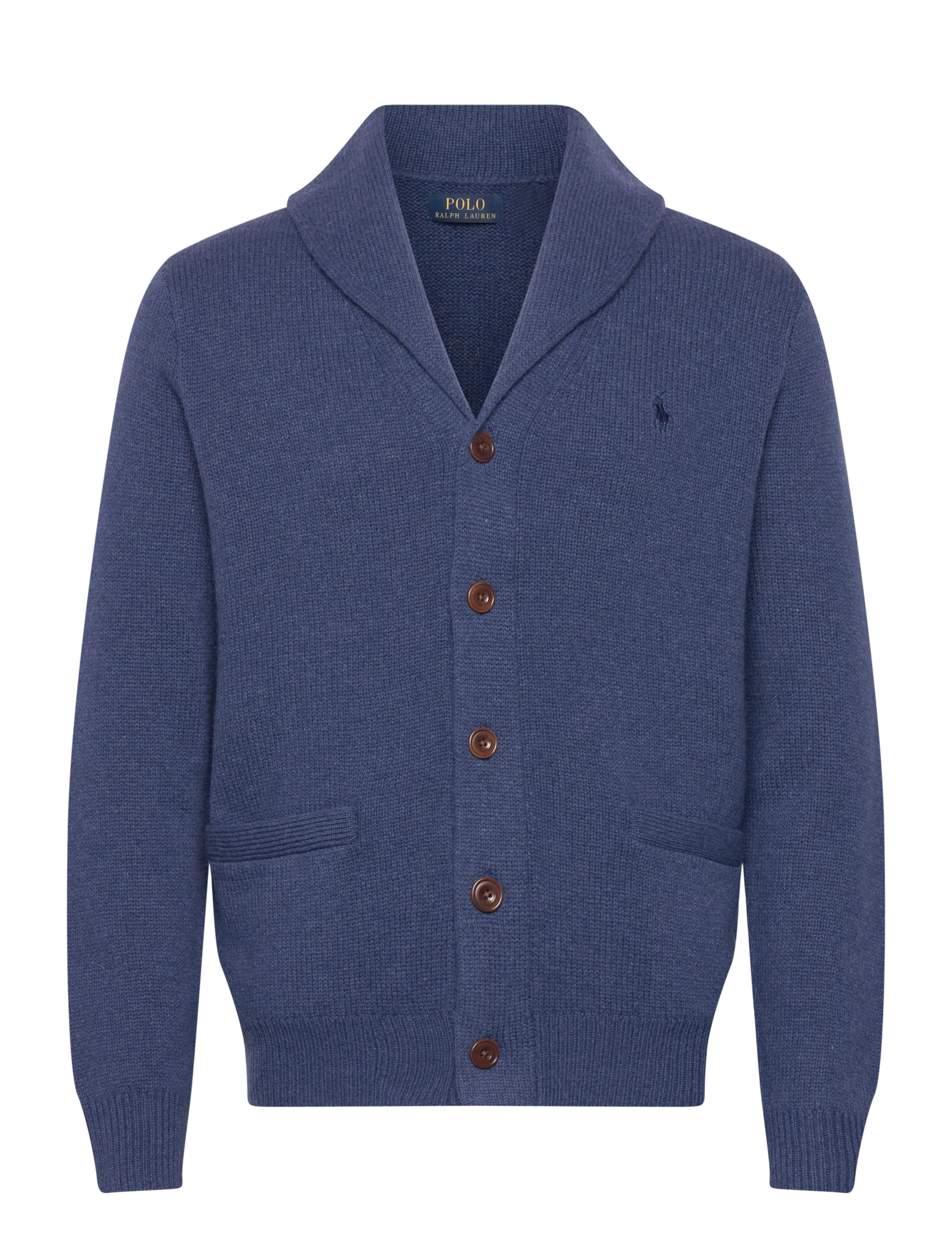 Wool-Cashmere Shawl-Collar Cardigan - RUSTIC NAVY HEATH