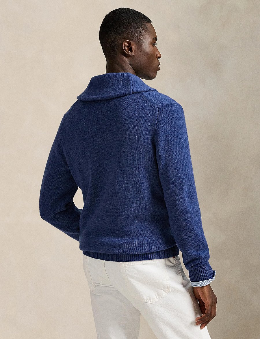 Polo Ralph Lauren - Wool-Cashmere Shawl-Collar Cardigan - rustic navy heath - 0