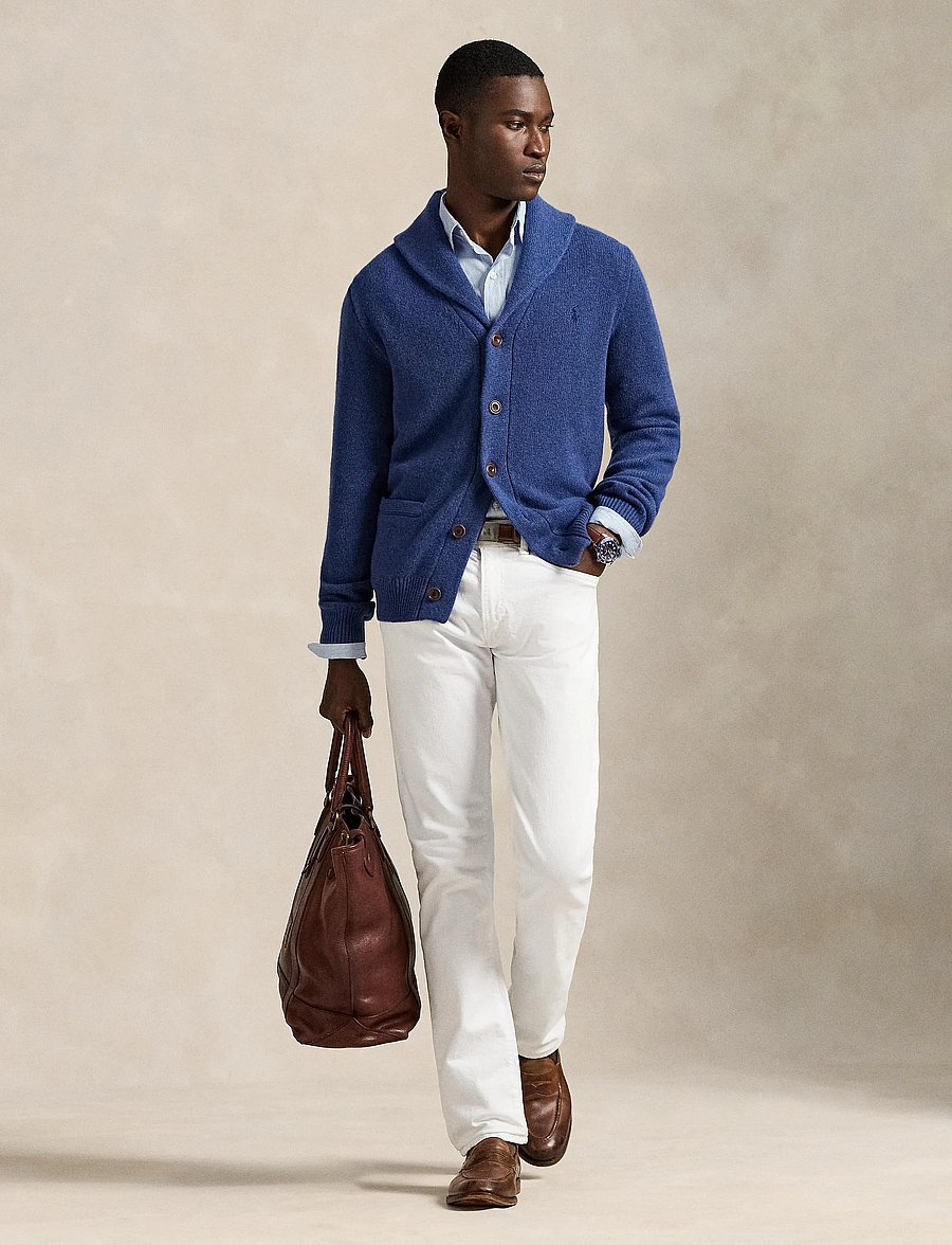 Polo Ralph Lauren - Wool-Cashmere Shawl-Collar Cardigan - rustic navy heath - 3