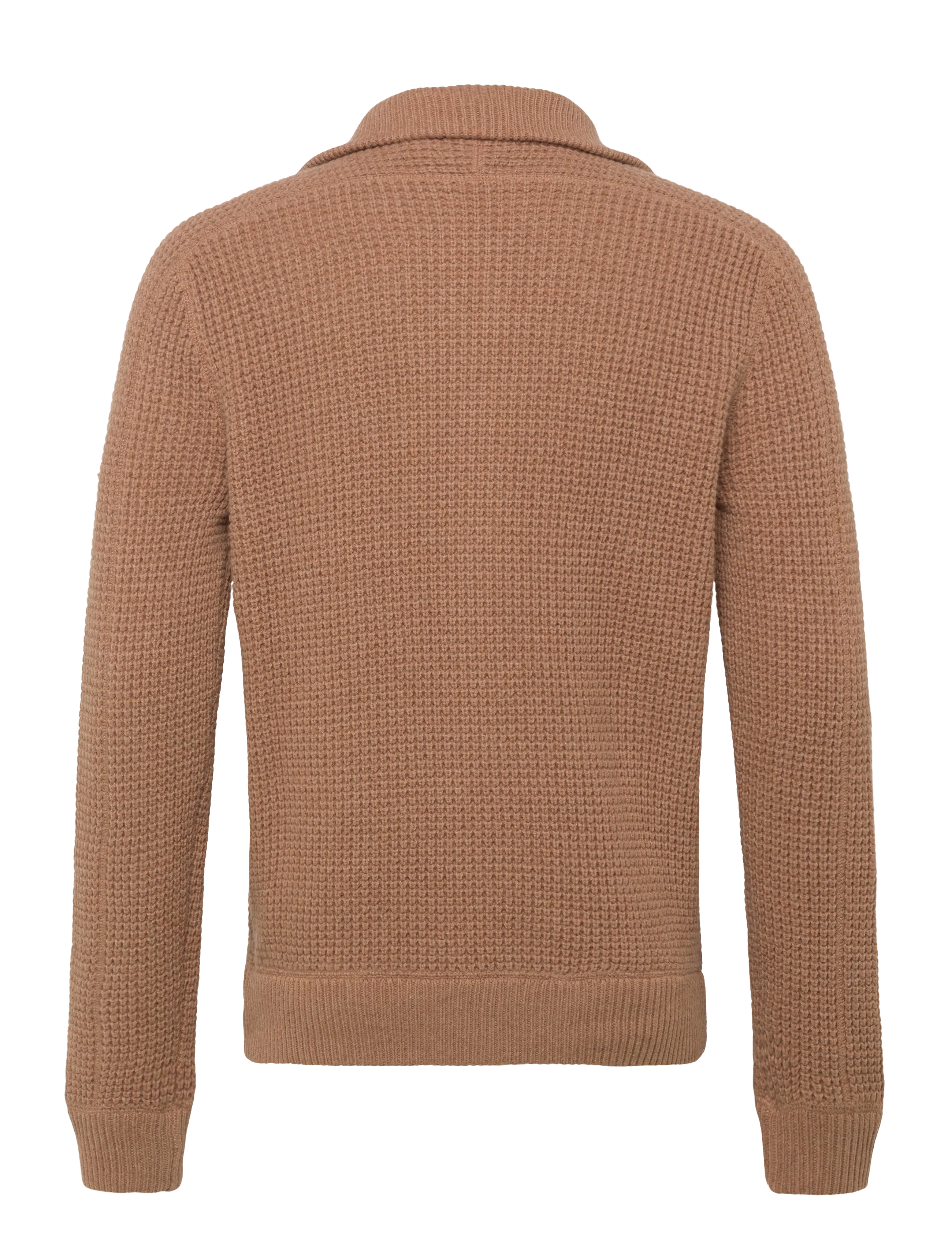 Polo Ralph Lauren - Waffle-Knit Wool-Cotton Full-Zip Sweater - half zip - brown sugar melan - 2