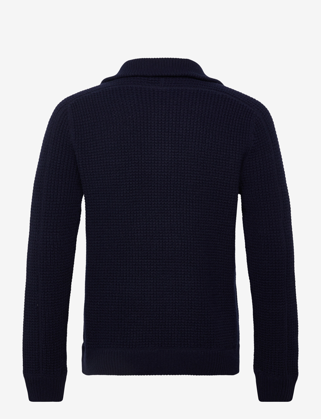 Polo Ralph Lauren - Waffle-Knit Wool-Cotton Full-Zip Sweater - half zip-trøjer - hunter navy - 1