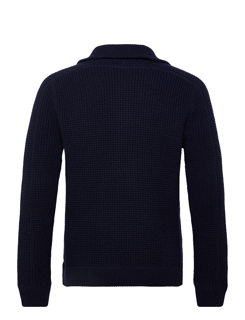 Polo Ralph Lauren - Waffle-Knit Wool-Cotton Full-Zip Sweater - half zip - hunter navy - 1