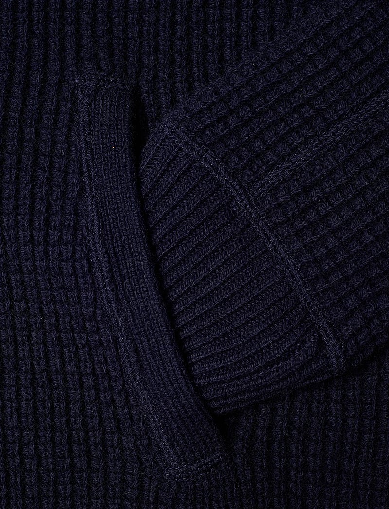 Polo Ralph Lauren - Waffle-Knit Wool-Cotton Full-Zip Sweater - half zip-trøjer - hunter navy - 4
