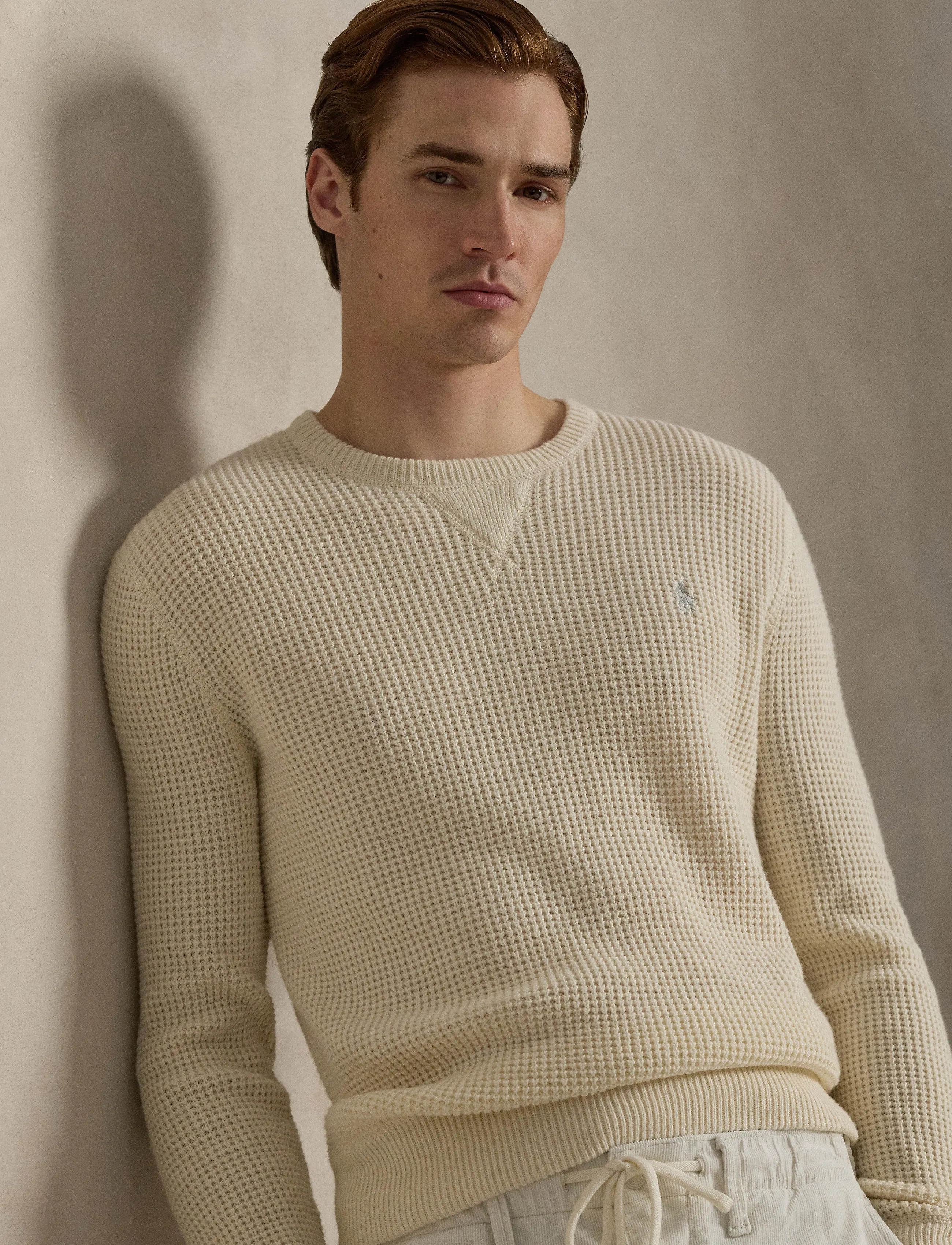 Polo Ralph Lauren - Waffle-Knit Wool-Cotton Sweater - Ümmarguse kaelusega kudumid - andover cream - 4