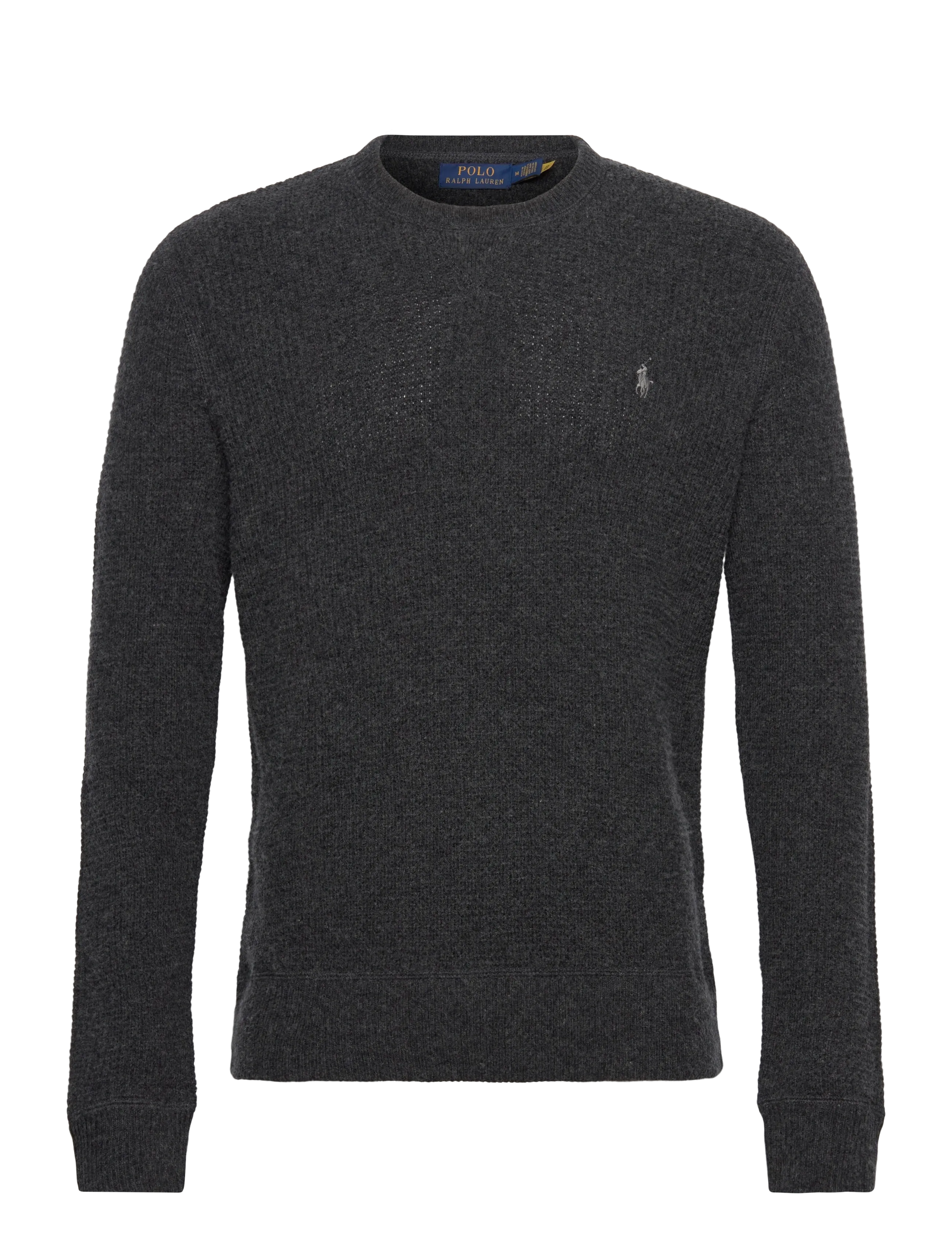 Waffle-Knit Wool-Cotton Sweater - DARK GRANITE HTHR